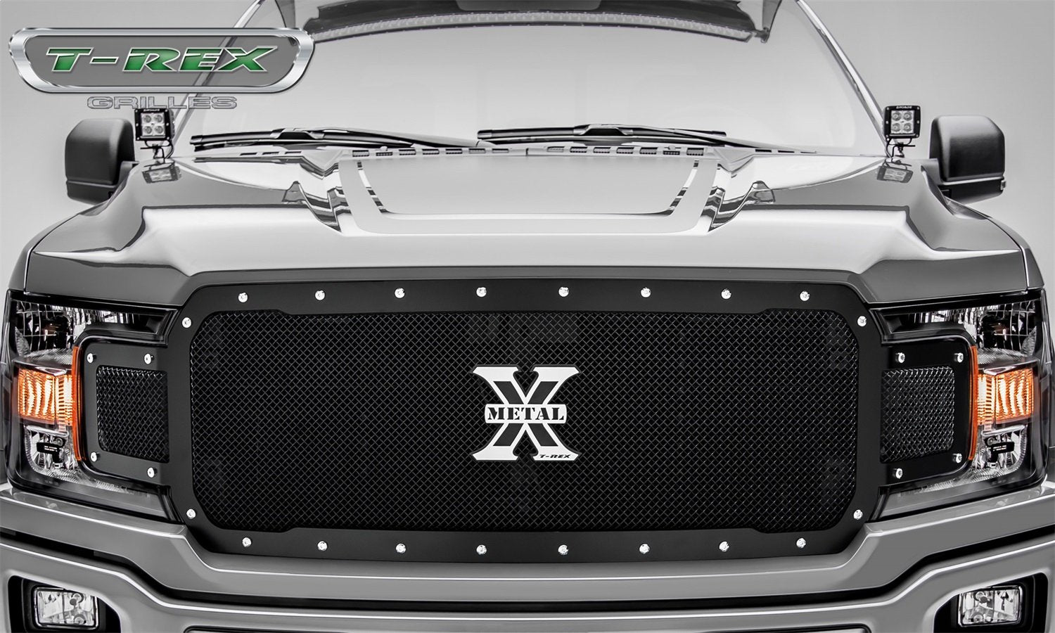 X-Metal Grille, 2018-2020 F-150, Black, 1 Pc, Replacement, Chrome Studs, Does Not Fit Vehicles with Camera - PN #6715711
