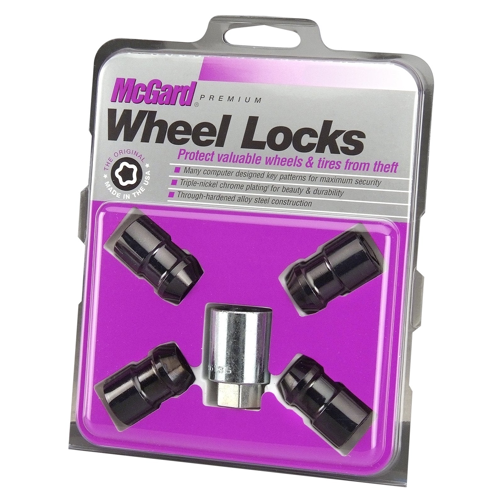 Black McGard Cone Seat Wheel Locks (M12 x 1.5 Thread Size) - Set of 4