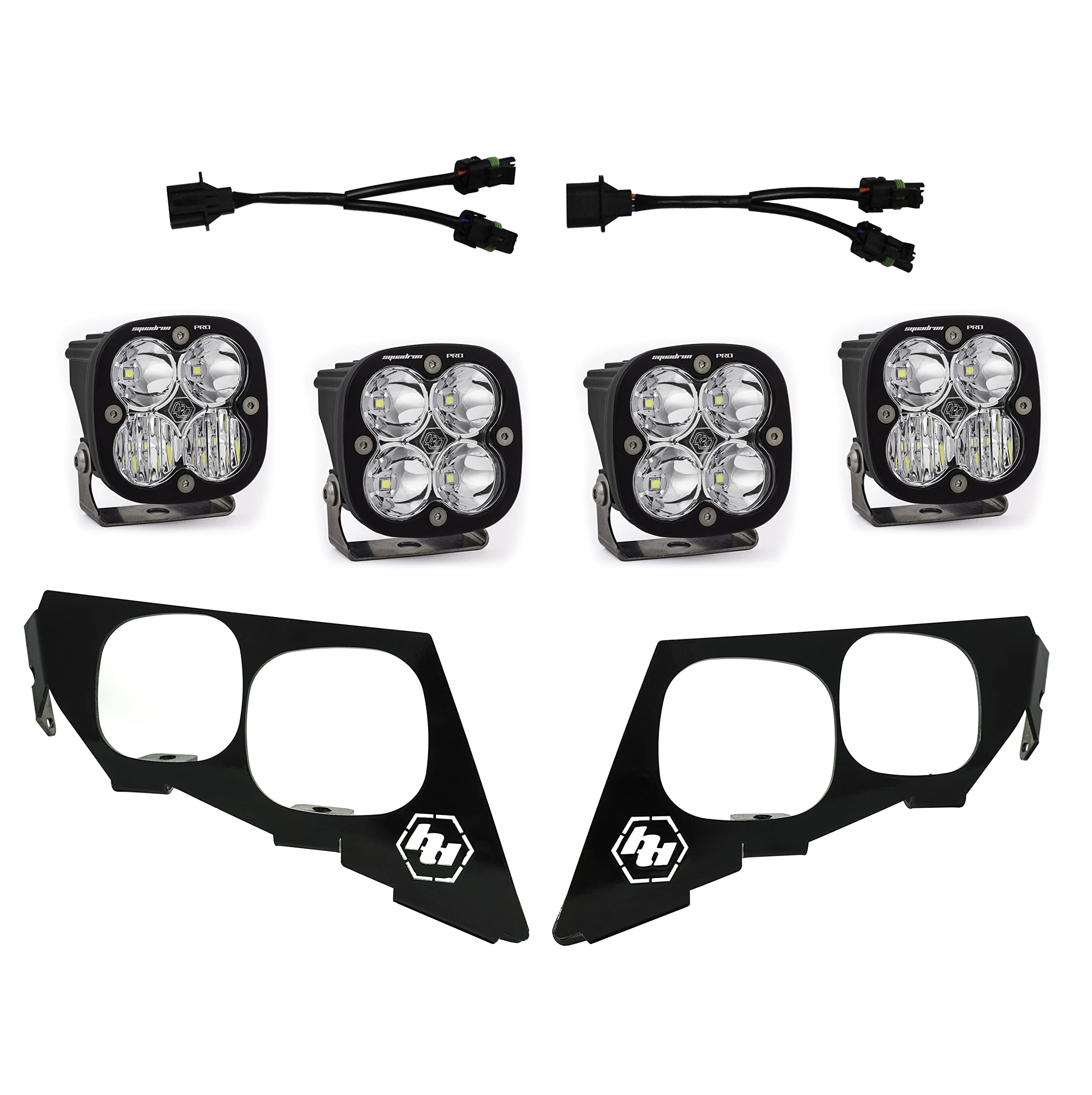 Headlight Location Mounted Baja Designs Squadron Pro 3" 4x40W Square Wide Cornering Beam LED Light Kit