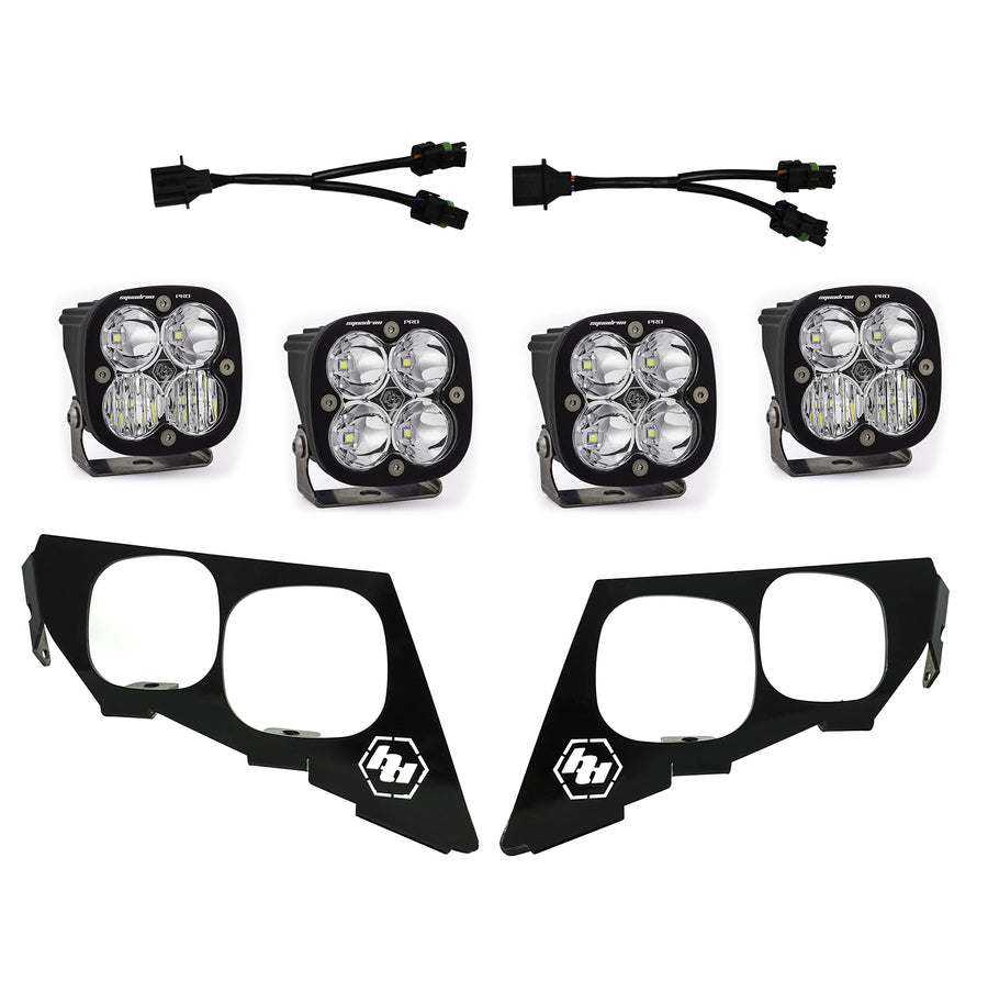 Headlight Location Mounted Baja Designs Squadron Pro 3" 4x40W Square Wide Cornering Beam LED Light Kit
