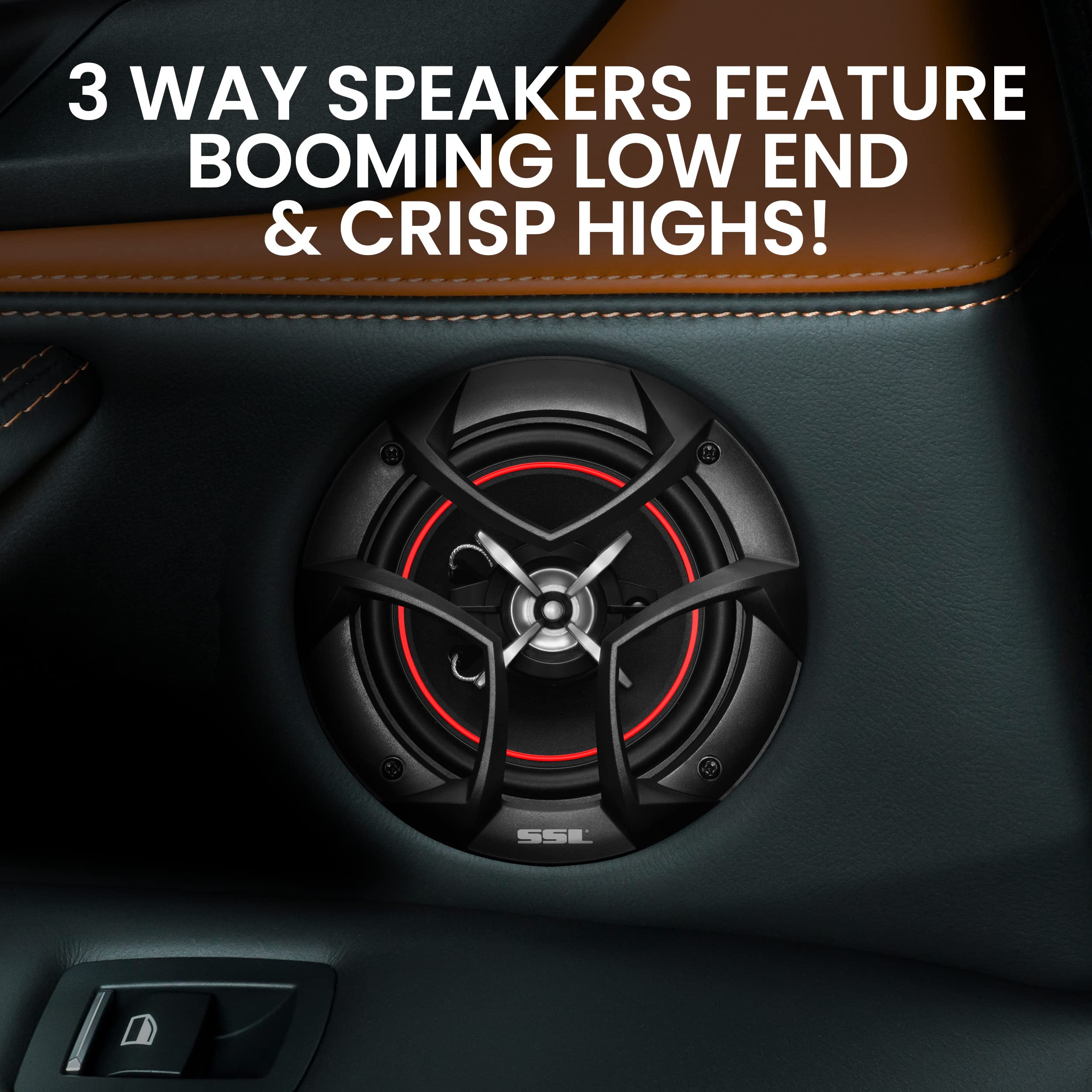 Sound Storm Laboratories Charge Series 5.25 Inch Car Speakers Door - 250 Watts (per Pair), Coaxial, 3 Way, Full Range Audio, Bocinas para Carro