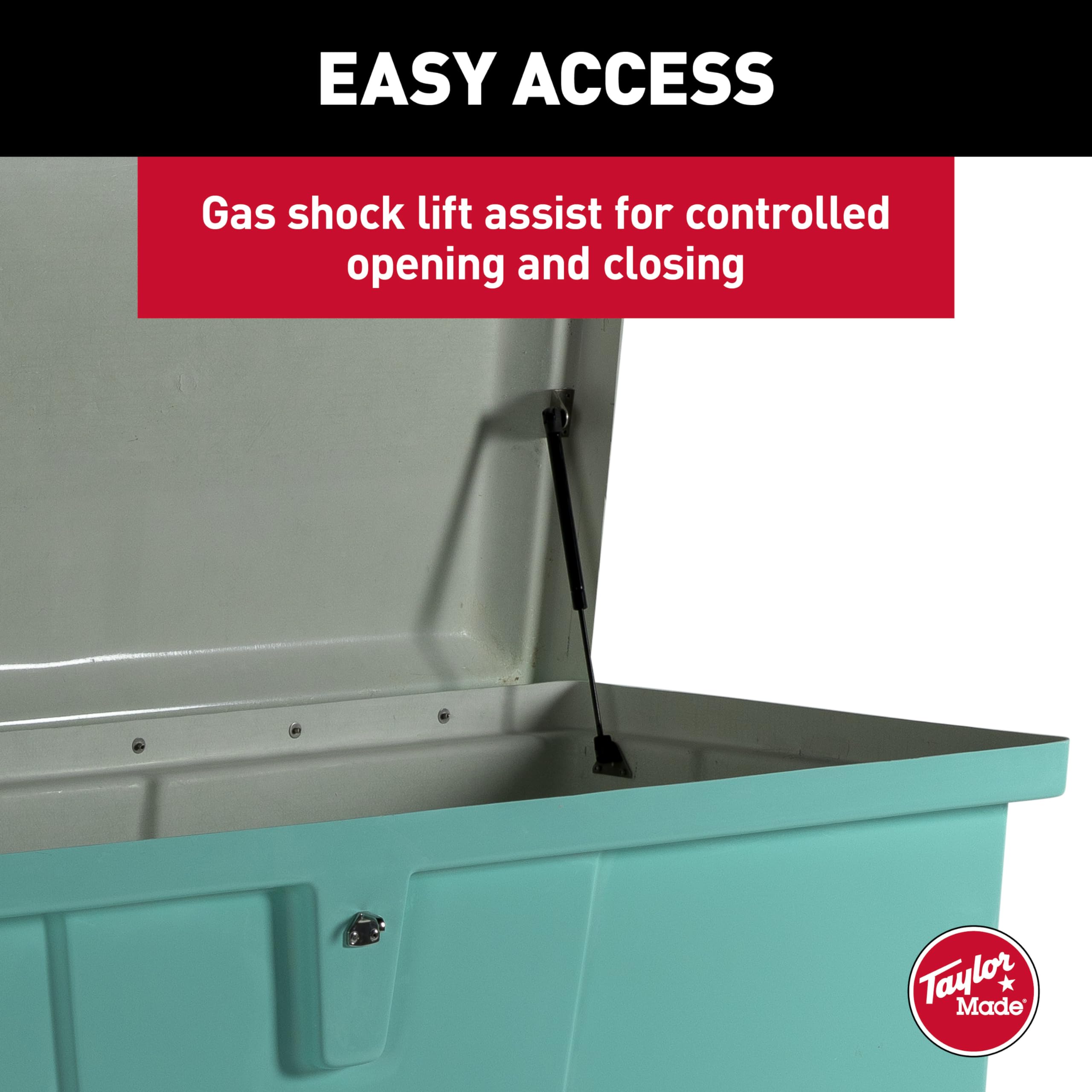 Taylor Made Deep Fiberglass Stow N’ Go Dock Box, Medium (27"H X 72"W X 26"D), Seafoam Green, Smooth Interior Finish, Lockable Latch, Stainless-Steel Hardware - 83554SF