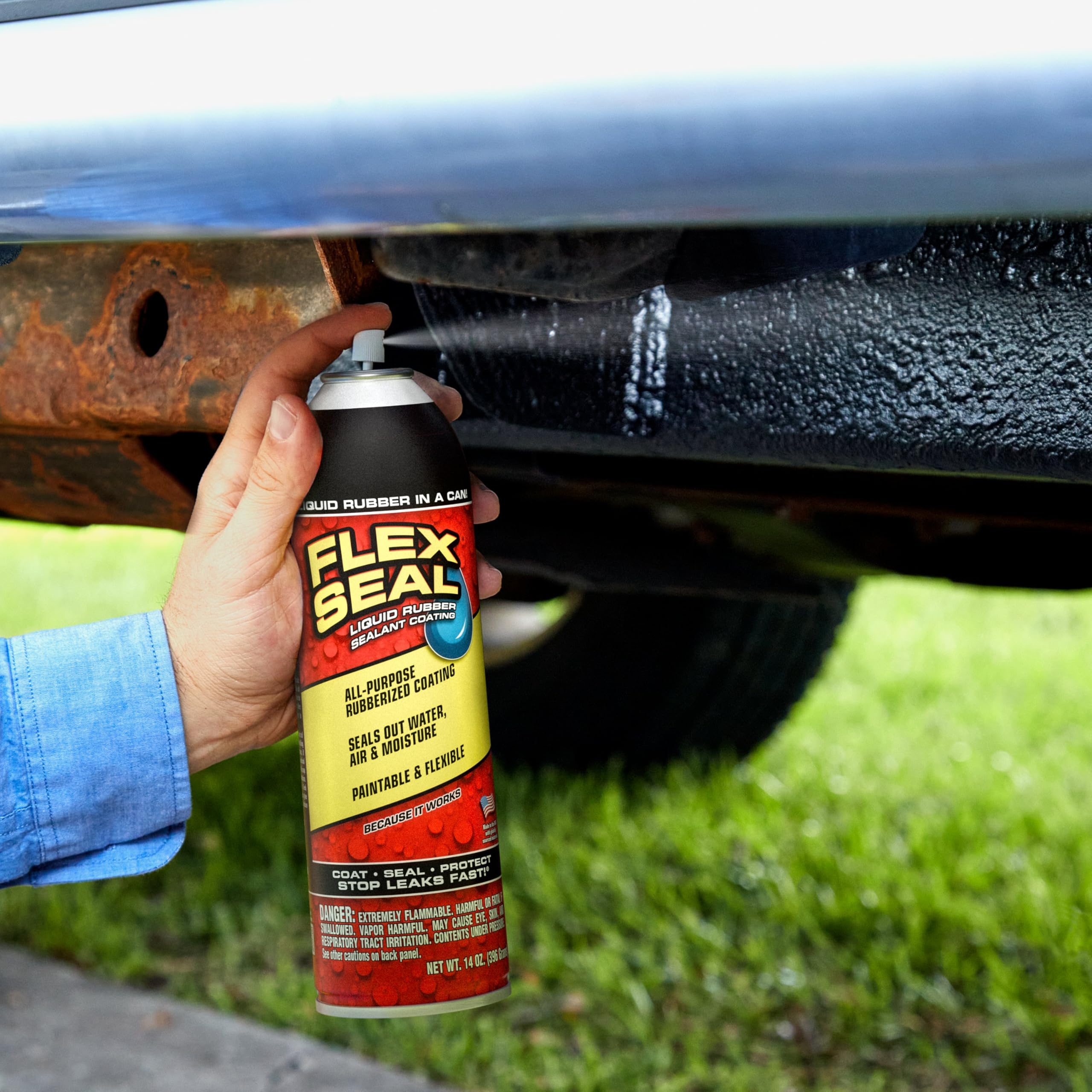 Flex Seal, 14 oz, Gray, 1-Pack, Waterproof Rubber Spray On Sealant Coating, Stop Leaks Instantly, Perfect for Gutters, Wood, RV, Campers, Roof Repair, Skylights, Windows, and More