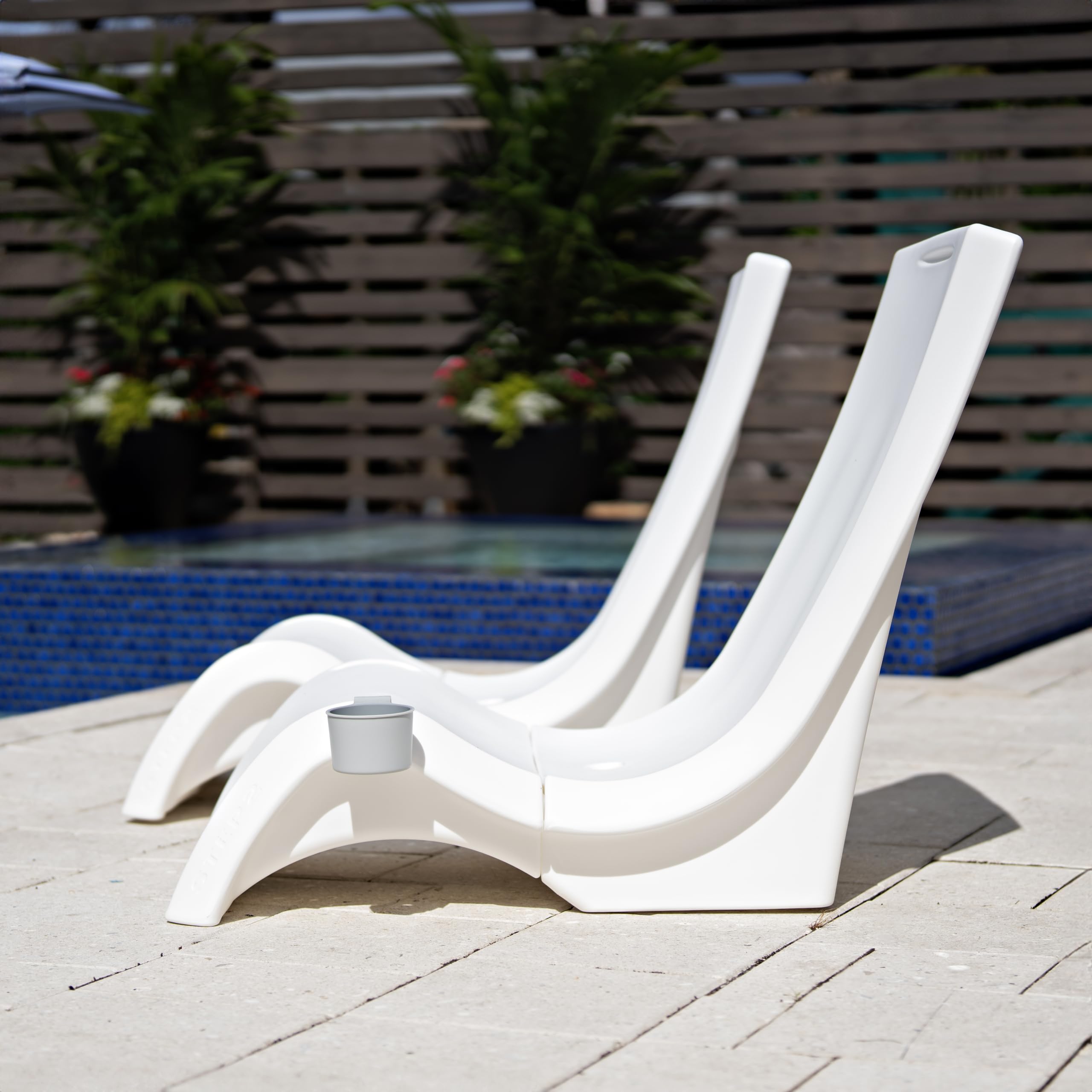 Vero Step2 Pool Chair, Fade-Resistant, Waterproof Patio Furniture for Sun Shelf, Use in Pools up to 9-Inches of Water, Weighted, White