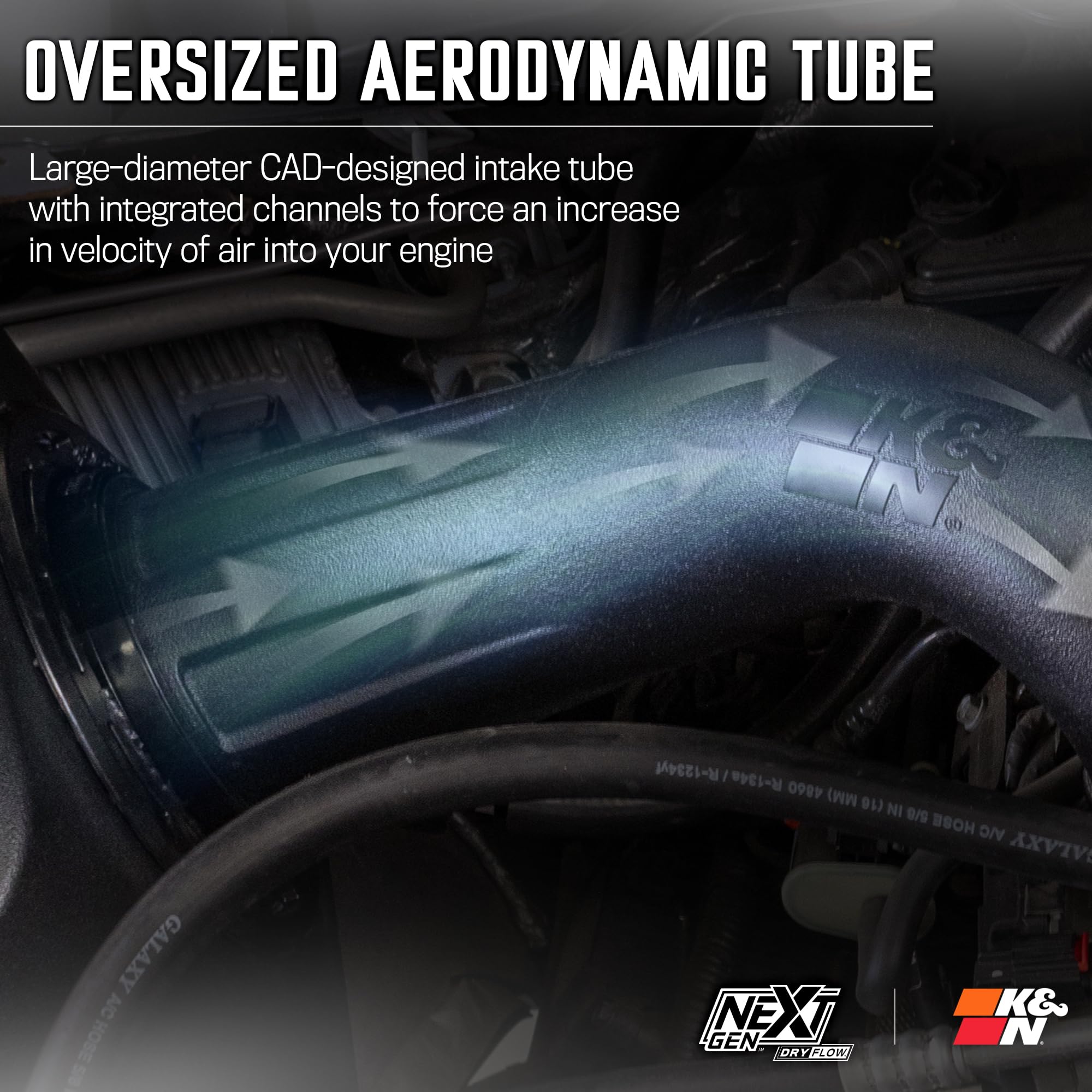 NextGen K&N Cold Air Intake System: Dry-Flow Cotton Filter: Compatible with 2013-2024 RAM 1500, 1500 Classic; 50-1564D