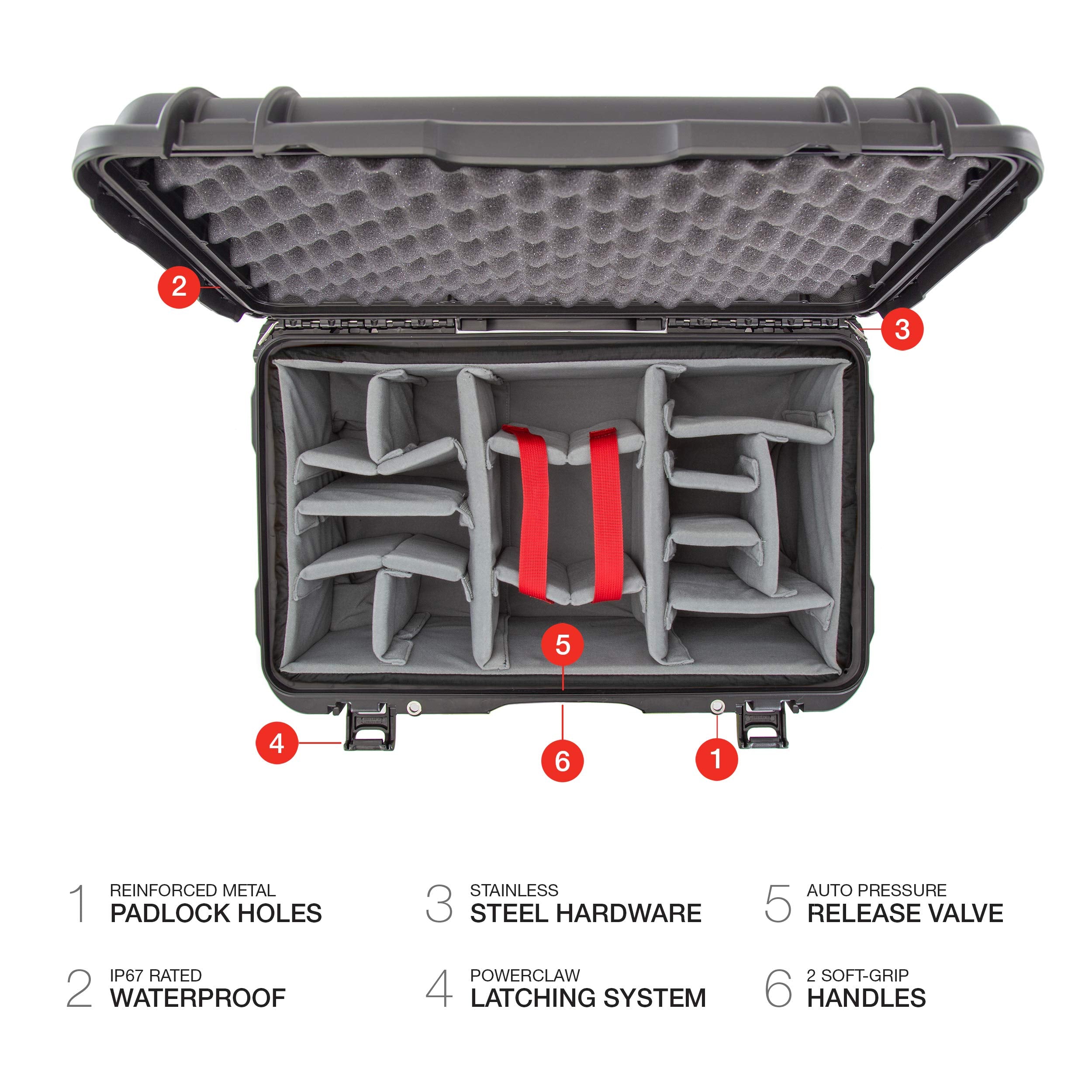 Wheeled Nanuk Series 938 Lightweight NK-7 Resin Waterproof Hard Case with Padded Divider, Black