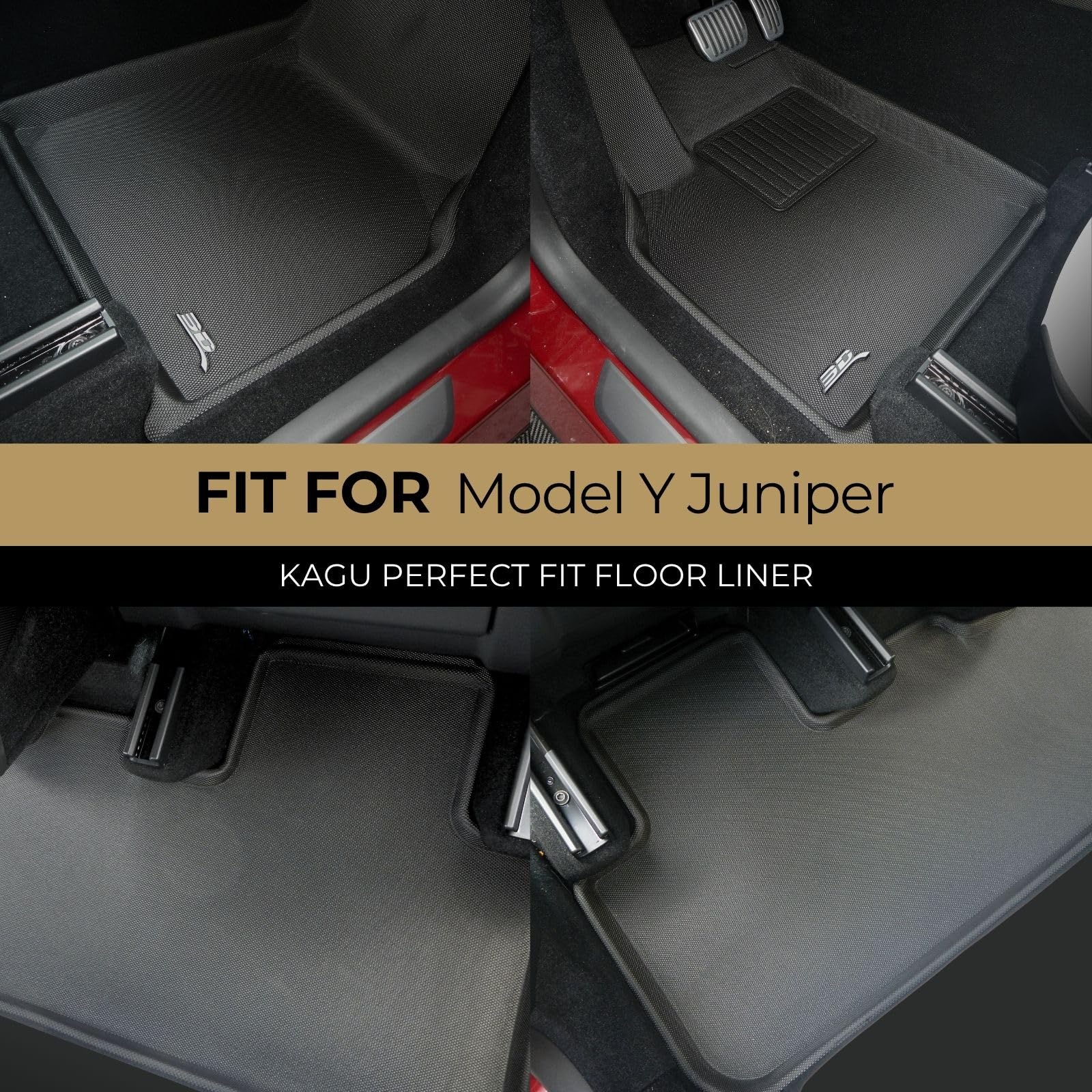 3D MAXpider Kagu Custom Fit Floor Mat (Black) Compatible with Tesla Model Y Juniper 2026 - Full Set