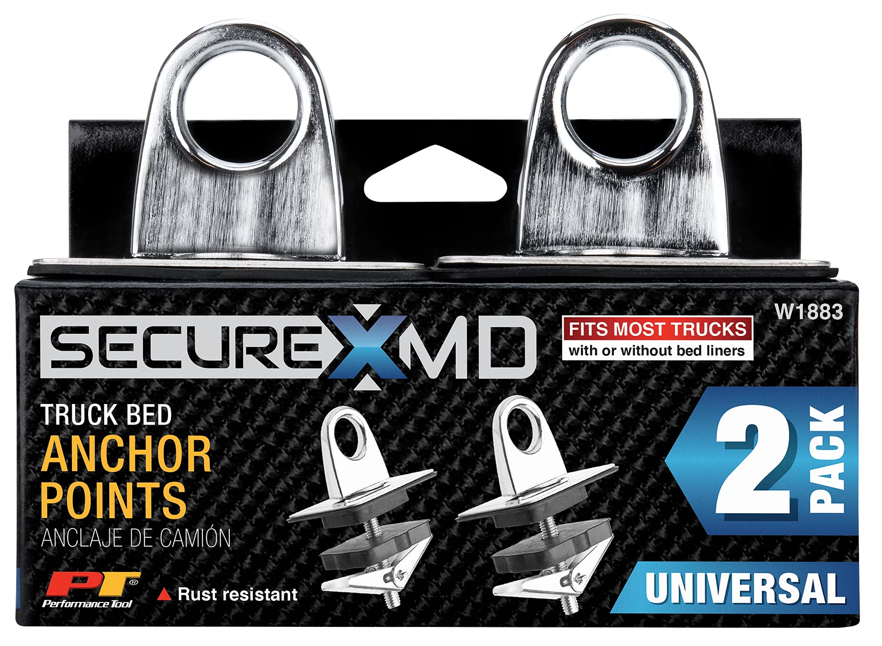 SecureX Performance Tool W1883 2Pk Truck Bed Anchor Points - Heavy-Duty Tie Down Anchors for Safe and Secure Cargo Transport on Pickup Trucks