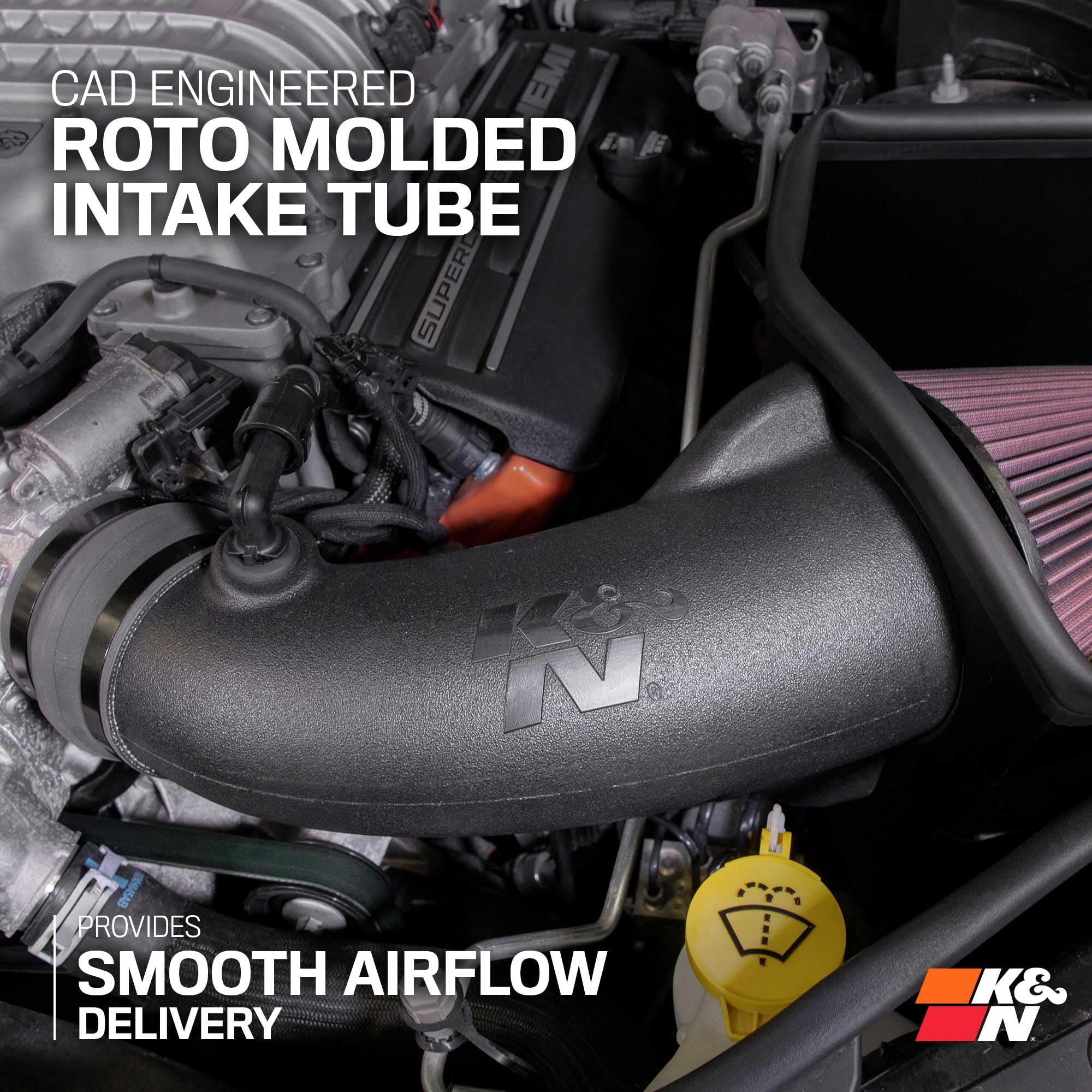 Cold Air Intake System K&N: High-Flow Air Filter, Increase Performance & Towing: Compatible with 2011-2025 Dodge/Jeep Durango, Grand Cherokee, 63-1563
