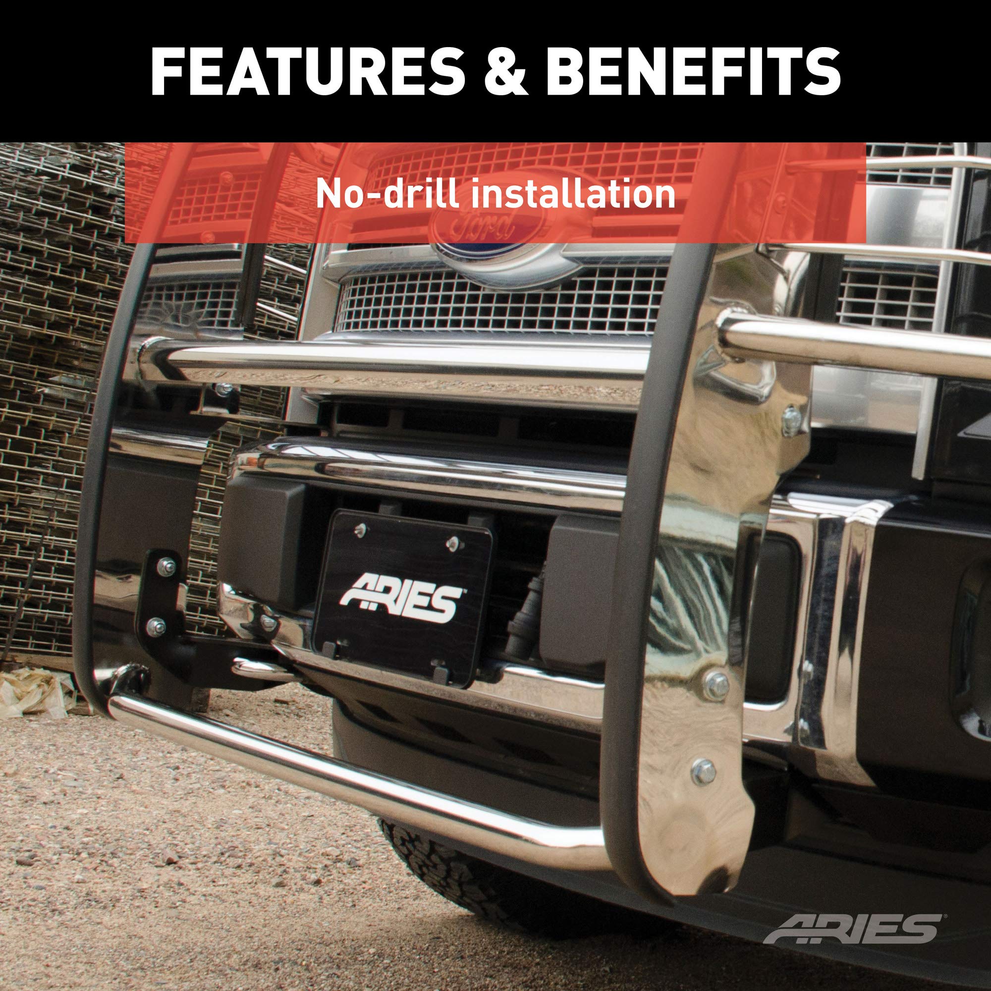 Polished Stainless Steel ARIES 4077-2 Grille Guard, No-Drill, Select Hummer H3, H3T