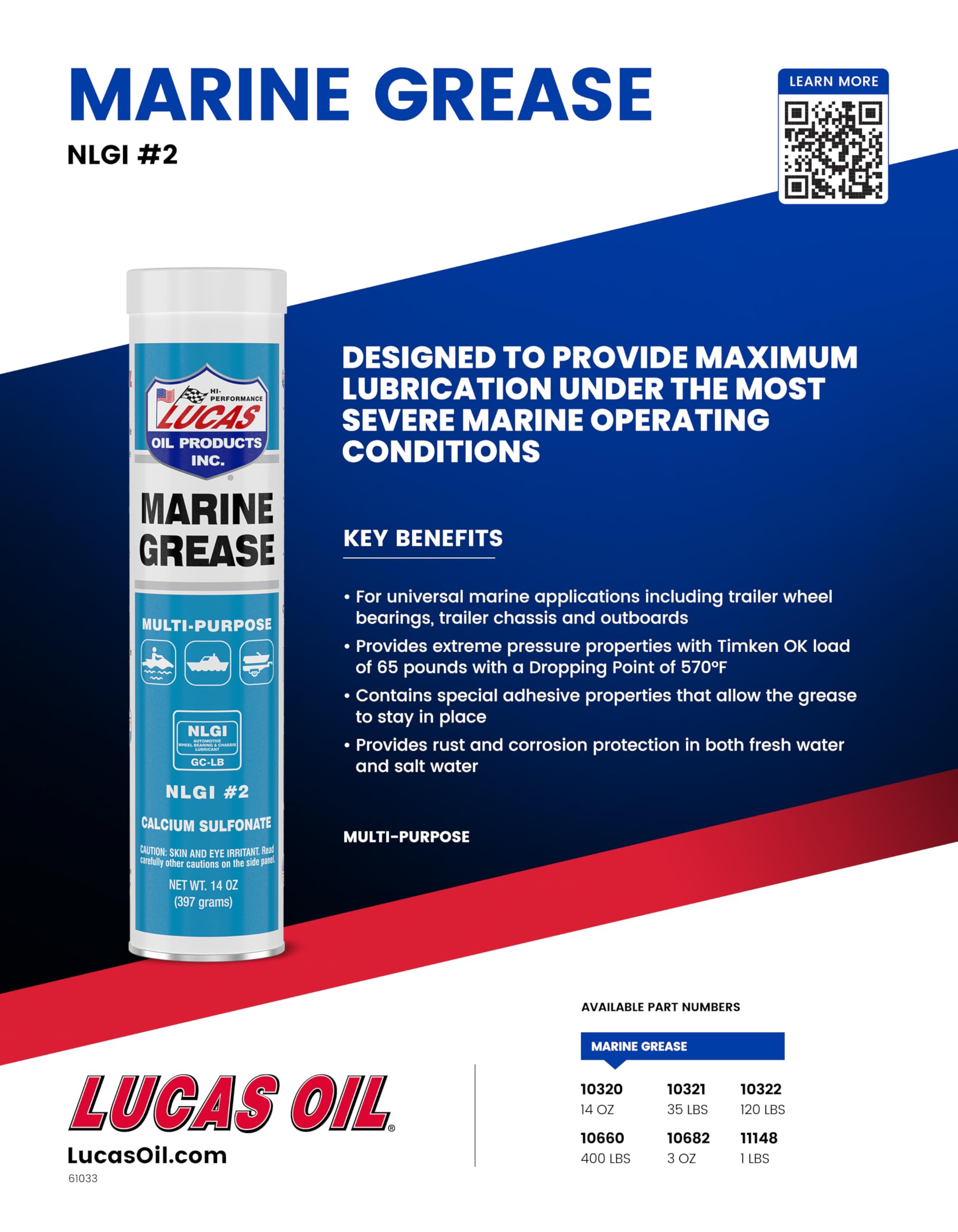 Marine Grease Lucas Oil 10320 - 14 Ounce