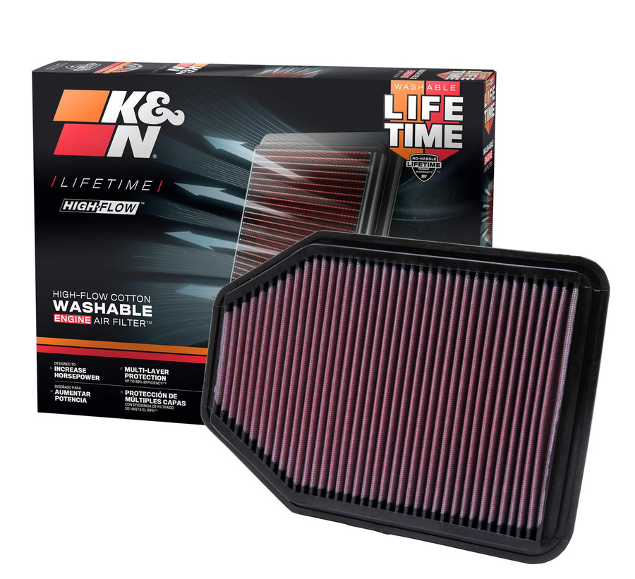 K&N Original High-Flow Lifetime Engine Air Filter: Increase Power: Premium, Washable: Compatible with 2007-2018 JEEP: Wrangler, Wrangler JK, 22-2364