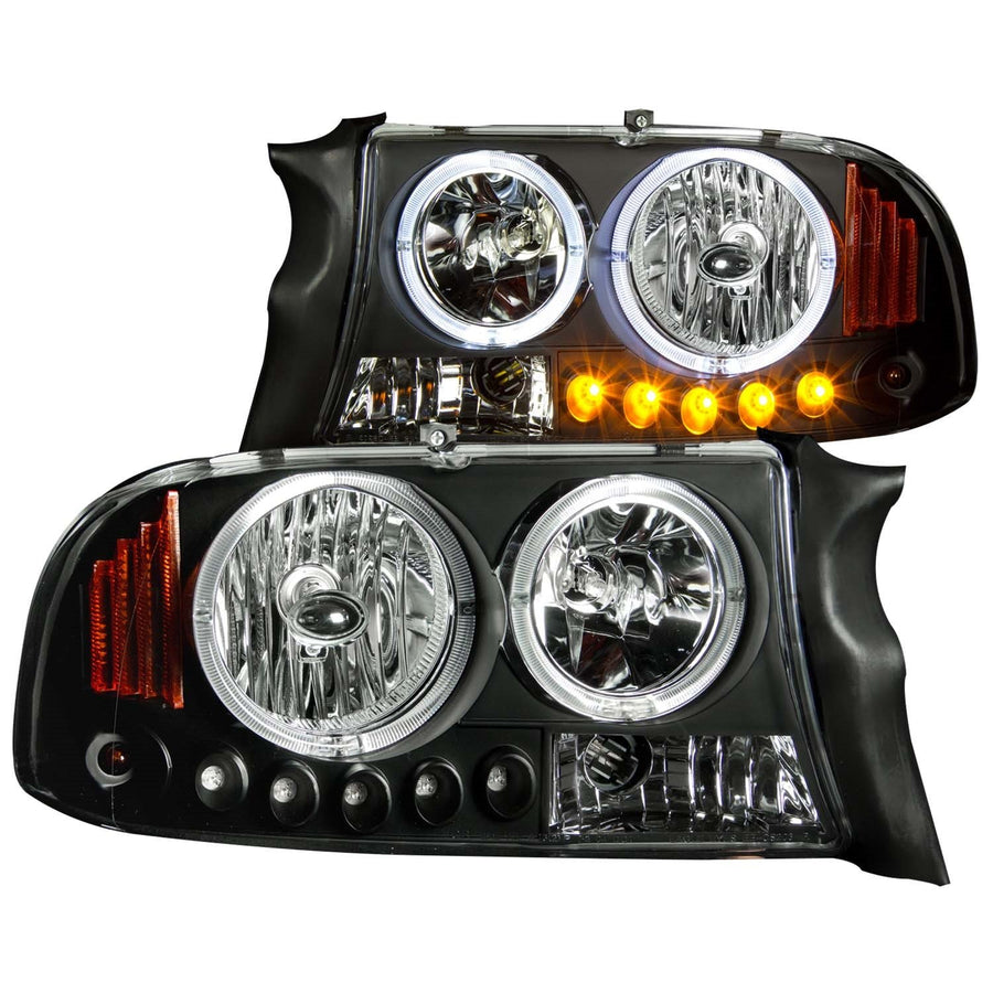 Dodge Dakota/Durango Anzo USA 111085 Crystal Clear Black With Amber Reflectors Headlight Assembly - (Sold in Pairs)