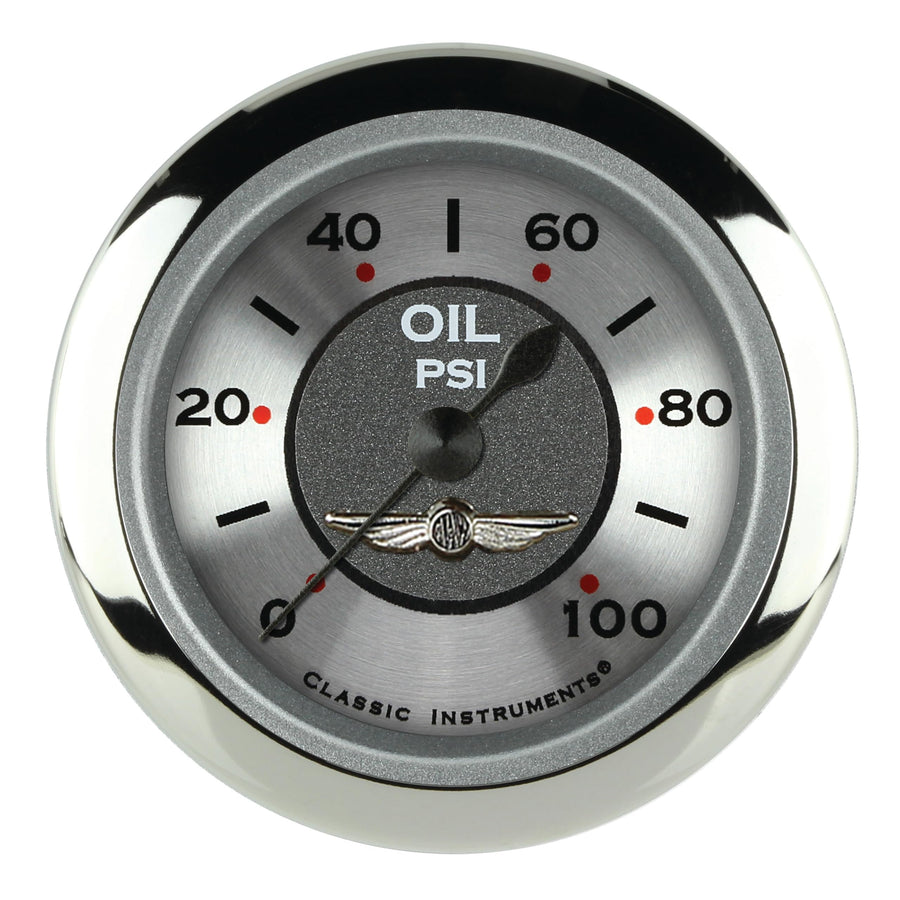AW181SRC Classic Instruments All American 2 1/8" Oil Pressure Gauge 100 PSI Electric