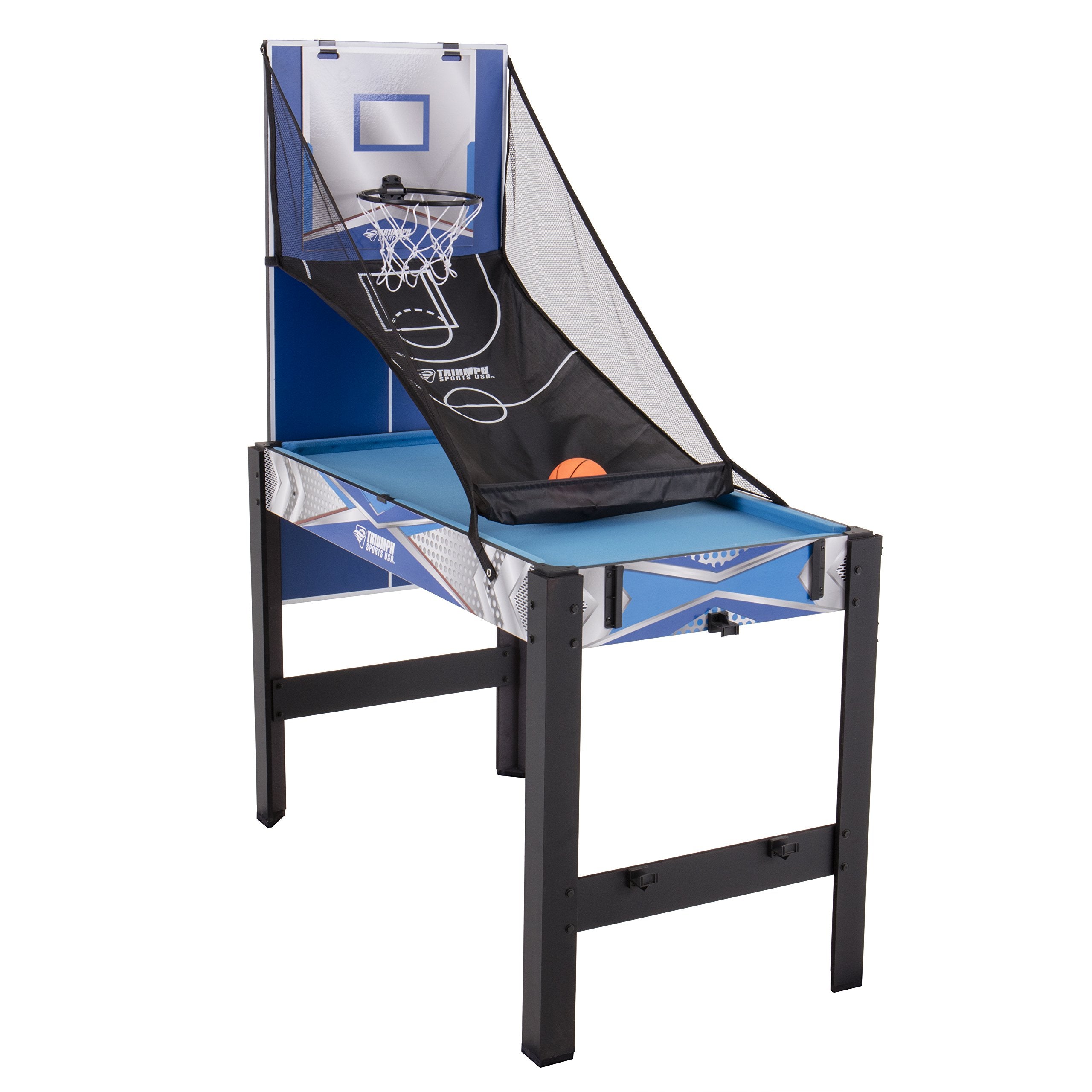 Triumph 13-in-1 Combo Game Table Triumph Includes Basketball, Table Tennis, Billiards, Push Hockey, Launch Football, Baseball, Tic-Tac-Toe, and Skee Bean Bag Toss
