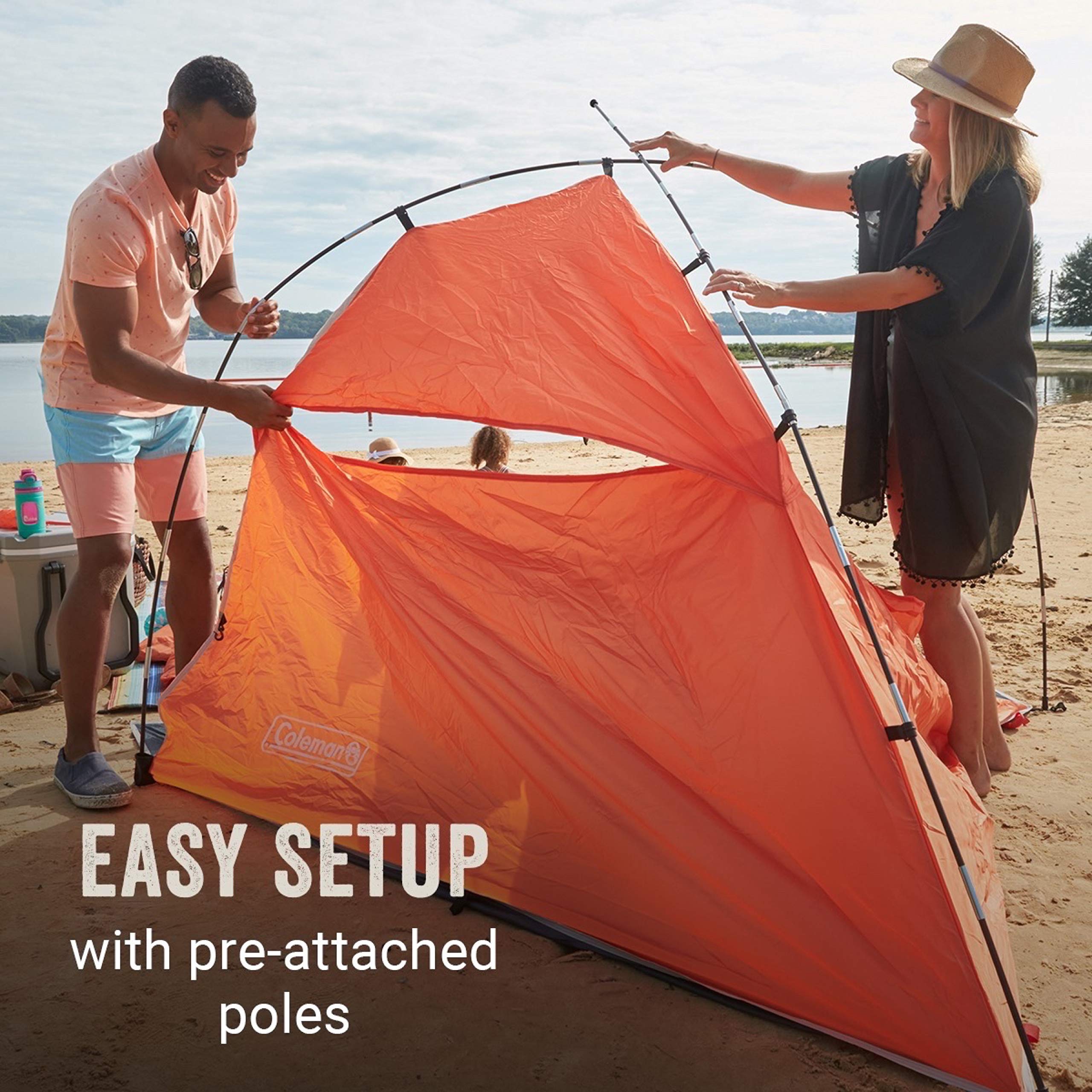 Coleman Large Skyshade Portable Sun Shelter, Easy Setup with Pre-Attached Poles, Beach Canopy Provides Cover from Sand & Sun
