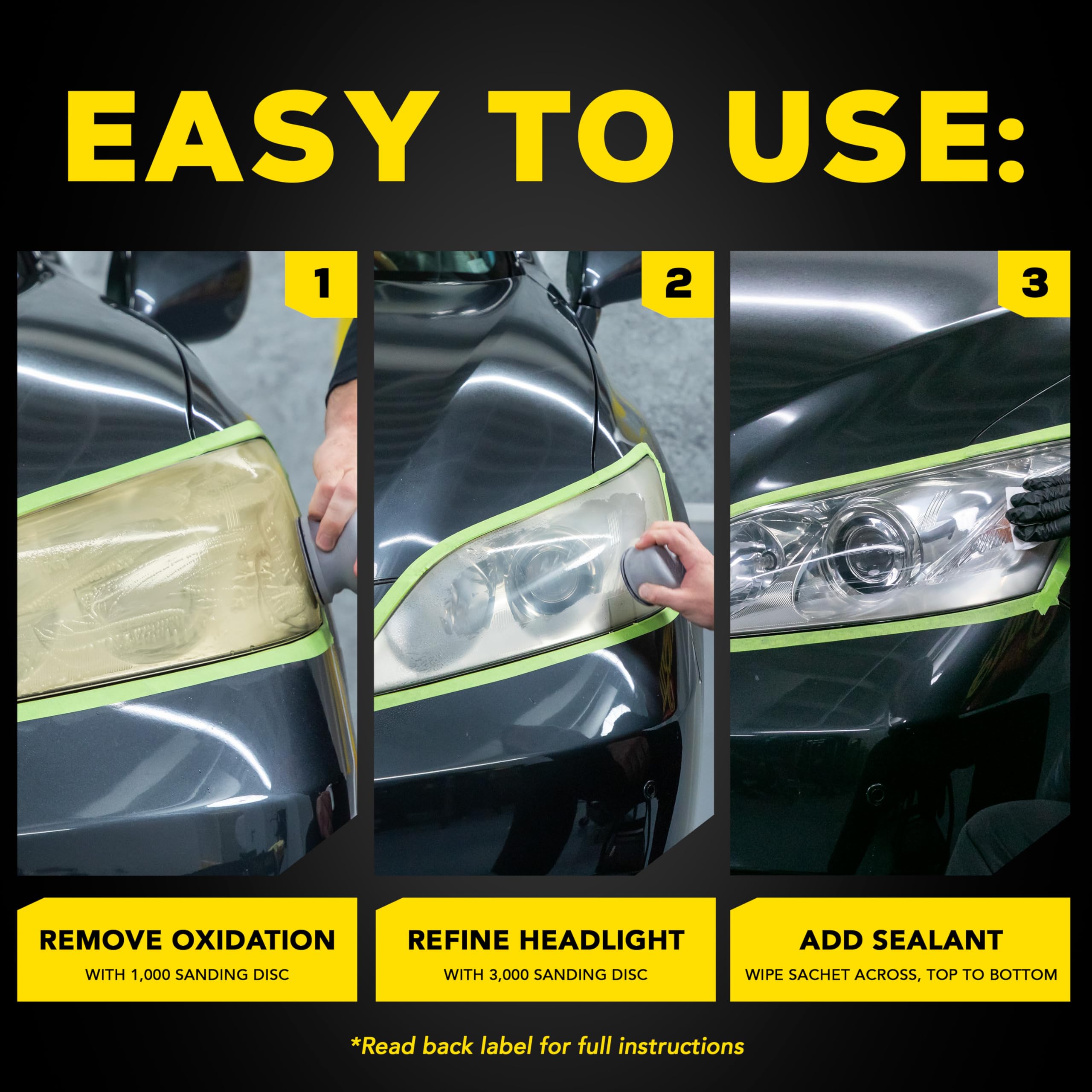 Ultimate Headlight Restoration Kit Meguiar's - The Perfect Headlight Repair Kit to Remove Yellowing and Cloudiness from Headlights - Easy to Use and Seals Headlights with 18 Plus Months of Protection
