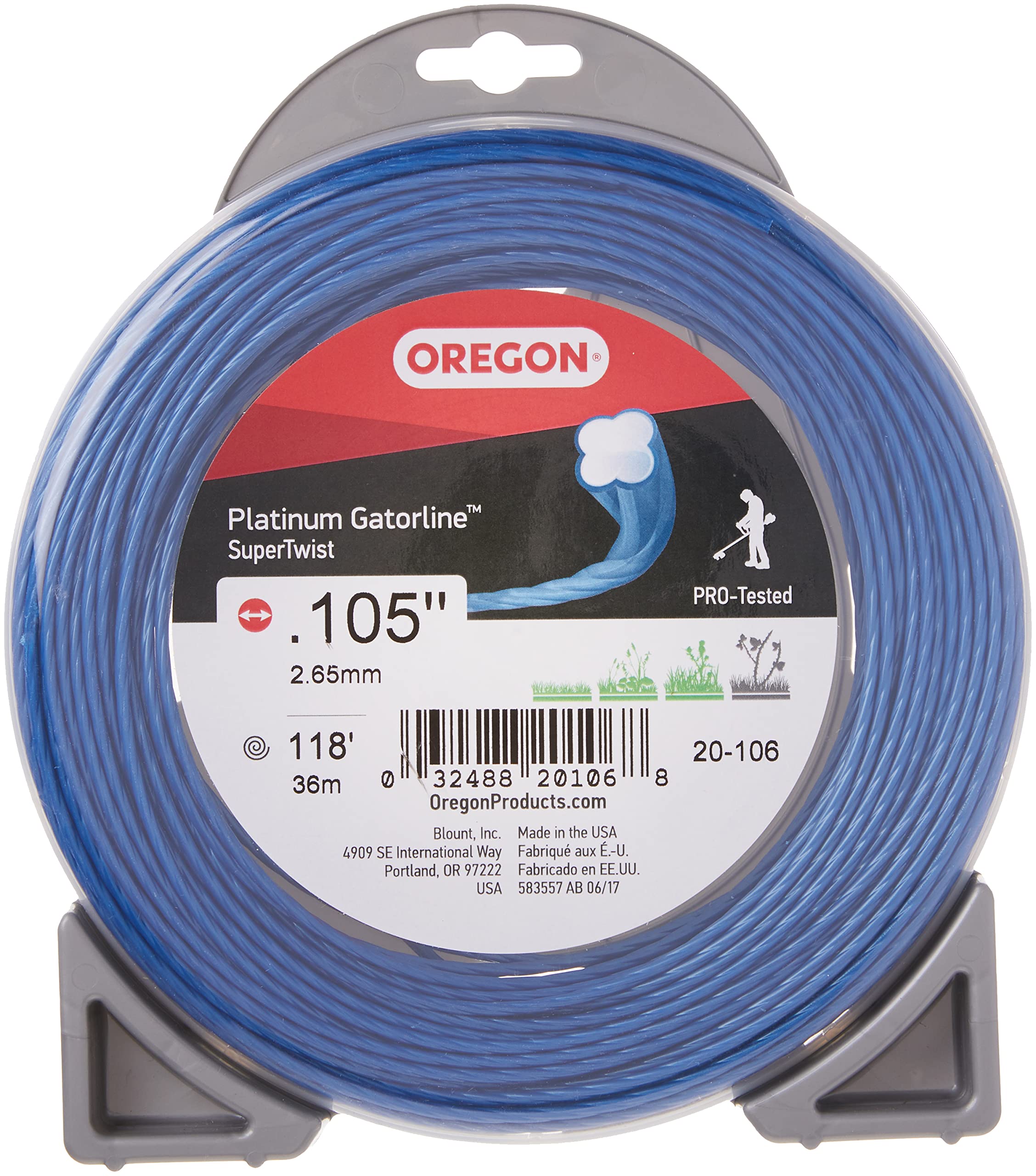 Oregon Platinum Gatorline 20-106 Supertwist Trimmer Line, .105-Inch, 1/2 Pound