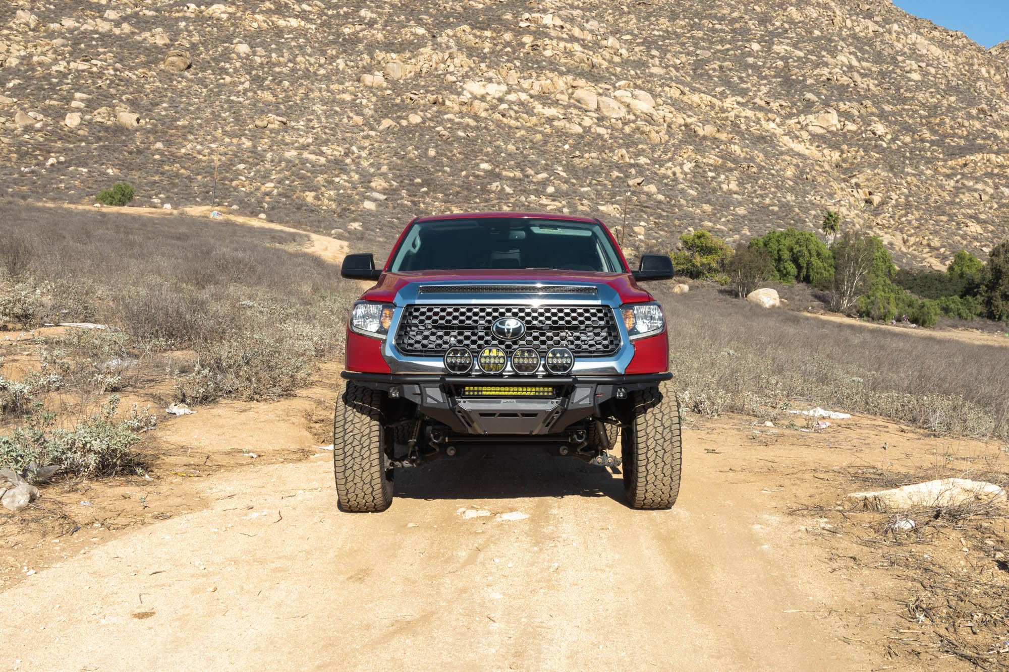 Offroad DV8 Tube Front Bumper for 2014-2021 Toyota Tundra | Blend of High-Speed Desert & Rock Crawling Styles | Center Light Mount | Push Bar w/Integrated Light Mounts | High-Clearance Design | Steel