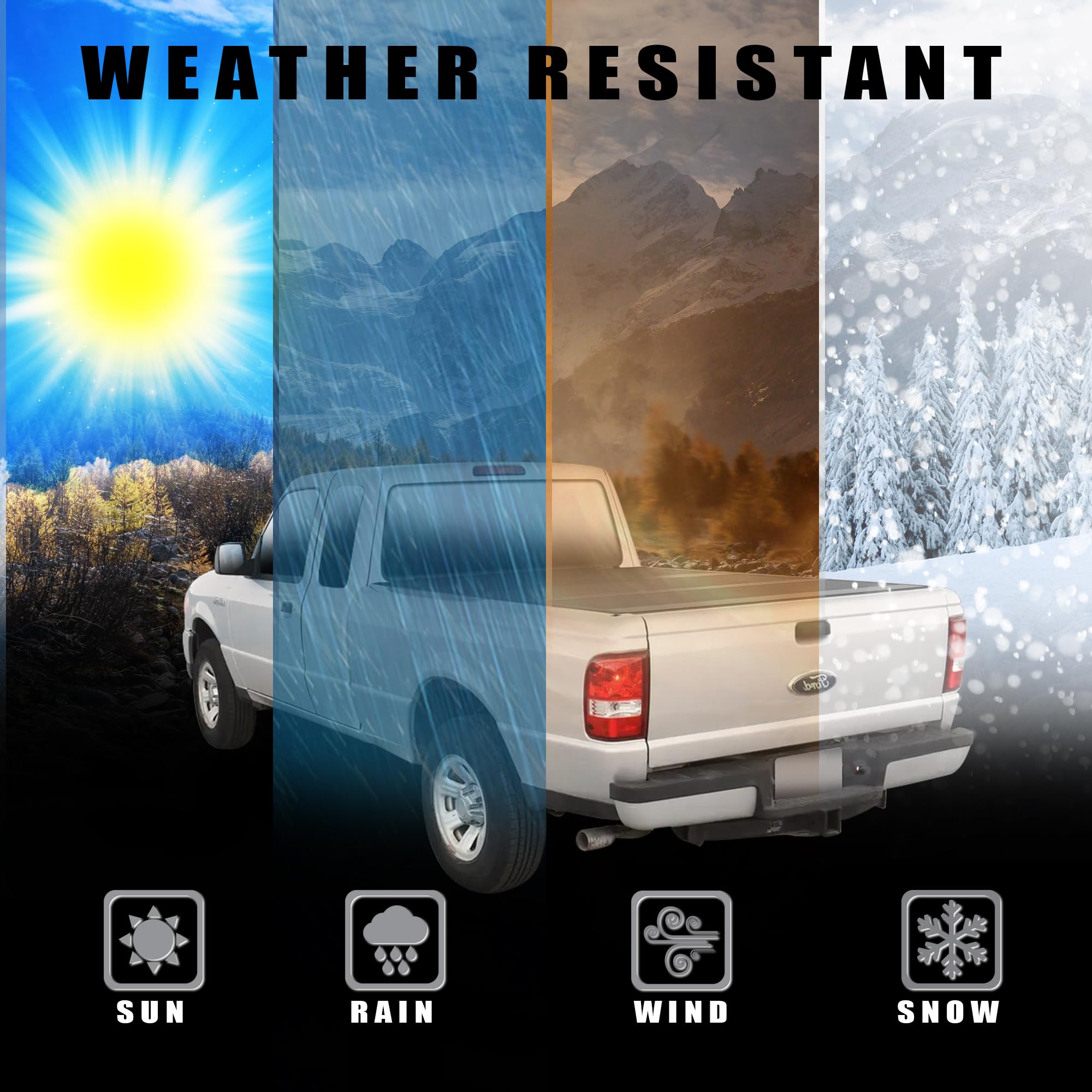 CoveRex TFX Series Armordillo USA Low Profile Hard Tri-Fold Truck Bed Tonneau Cover Fits 1983-2011 Ford Ranger / 1994-2010 Mazda B-Series B2300 / B2500 / B3000 / B4000 6 Ft (72") Bed