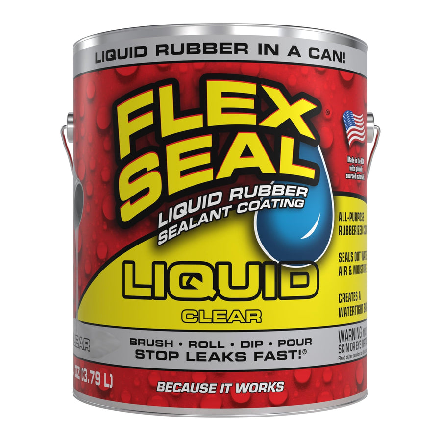 Liquid Rubber Flex Seal, Waterproof, Flexible, Breathable, and UV Resistant Coating Sealant, Roof Repair, Basements, RV, Campers, Trailers, Marine, EPDM, Masonry, 1 Gallon, Clear
