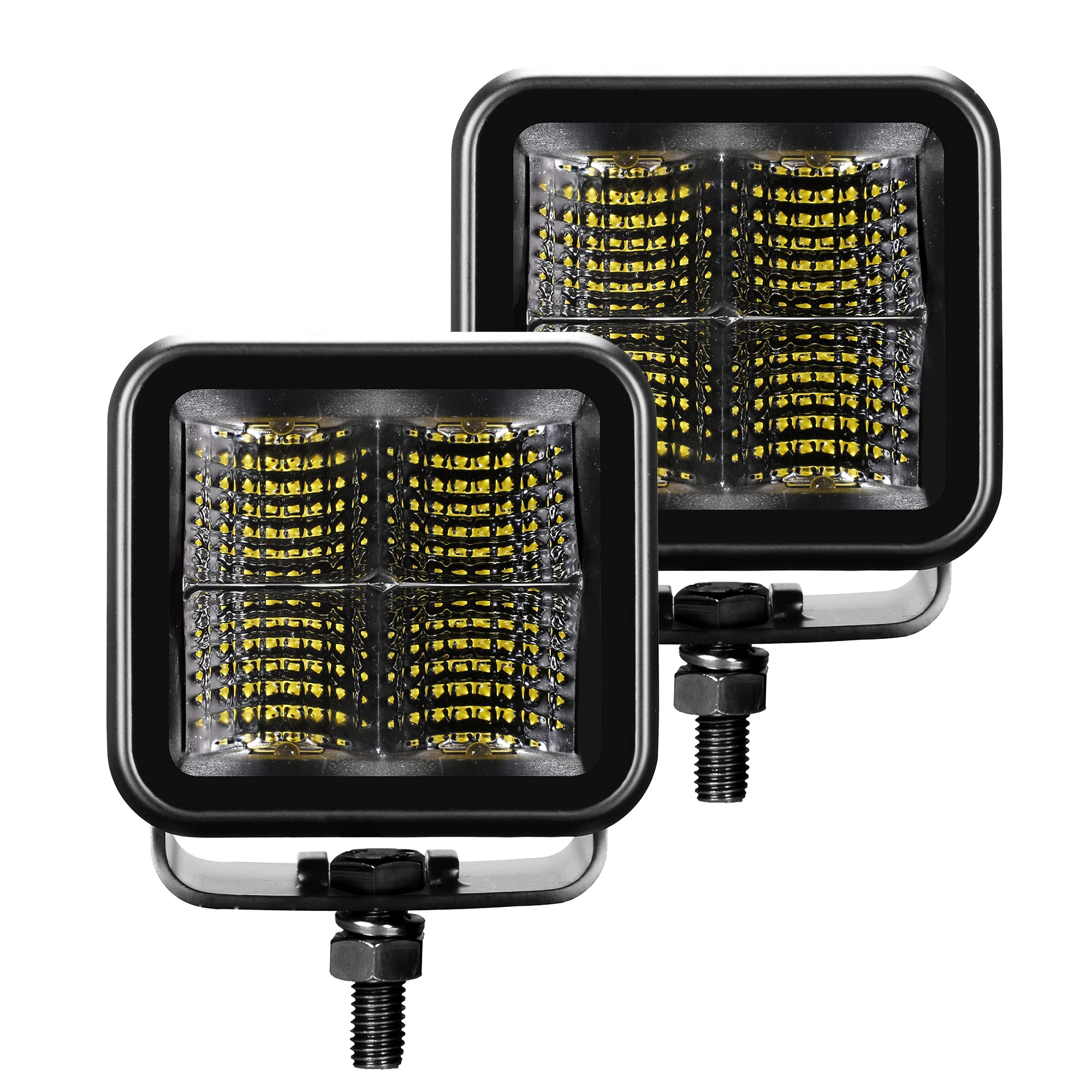 Xplor Lighting: Go Rhino Blackout Series 3x3 LED Cube Flood Light Kit (Pair) | Surface Mount (Threaded Stud Mount) Aluminum, Black | 750400321FCS