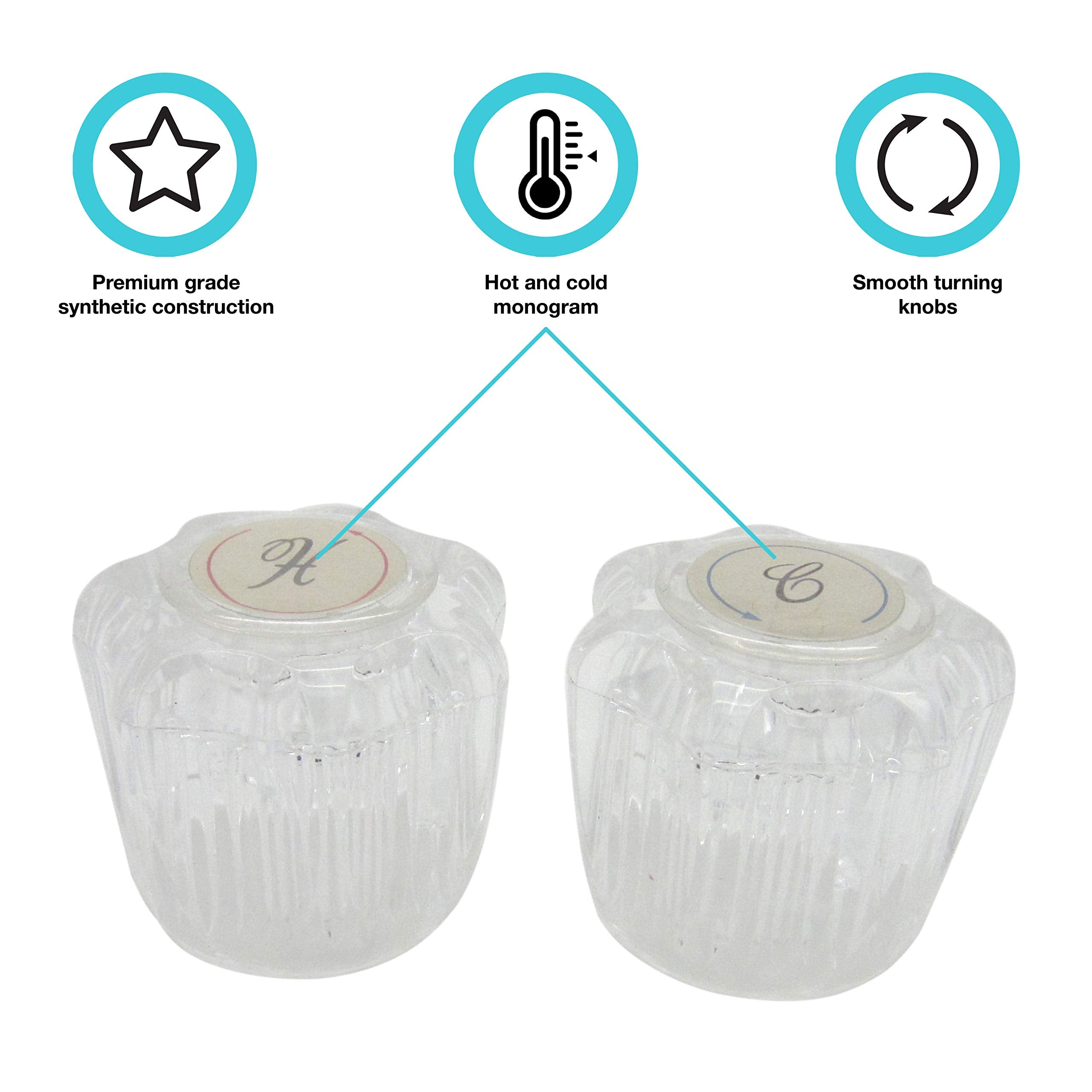 Dura Faucet RV Replacement Hot and Cold Crystal Acrylic Faucet Knobs for DF-RKA Faucet