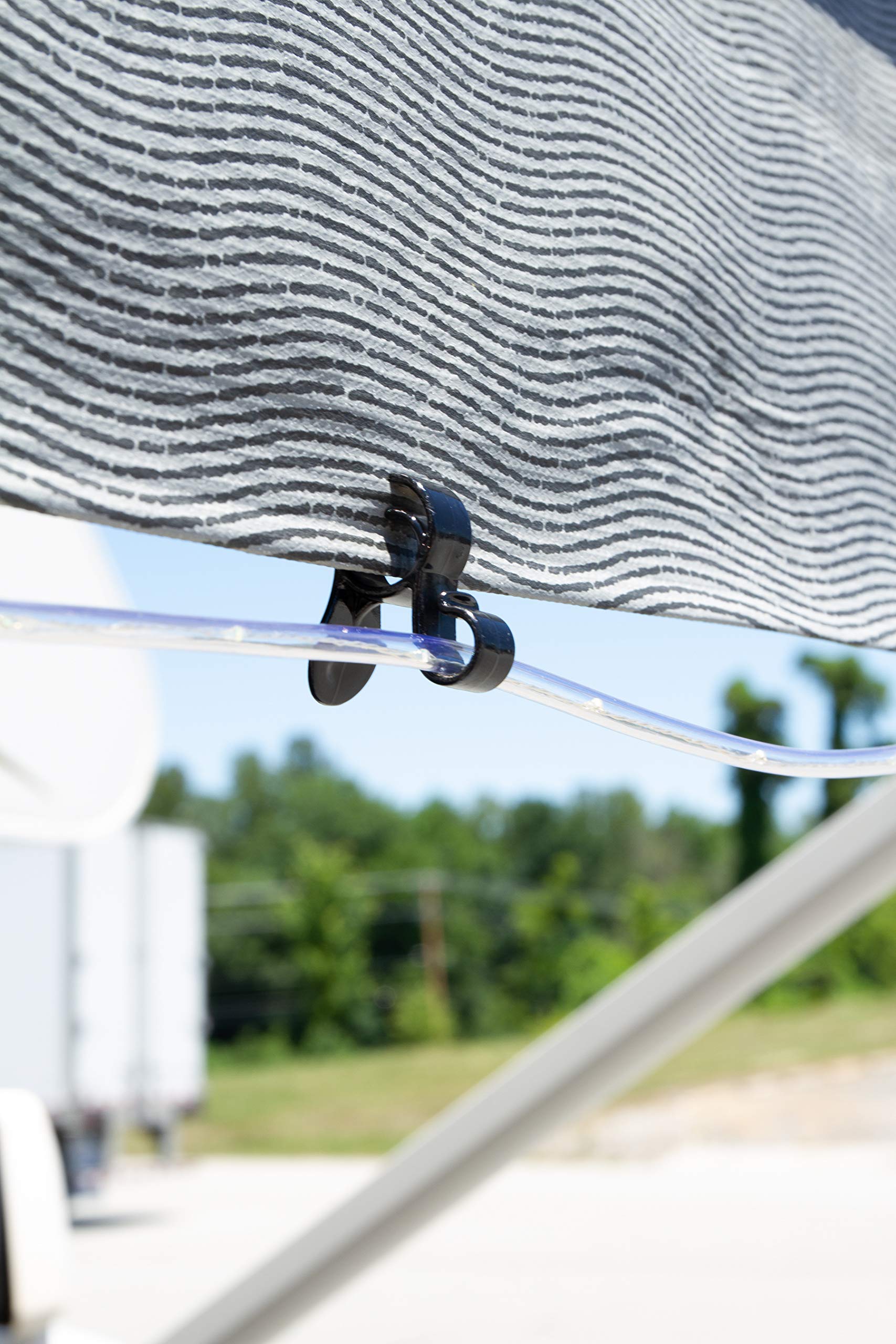 Camco Awning RV Valance Clips - Easily Hang Rope or Party Lights from Your RV's Awning Valance or Pop-Up Shelter - Includes a Pack of (10) Clips (42709)