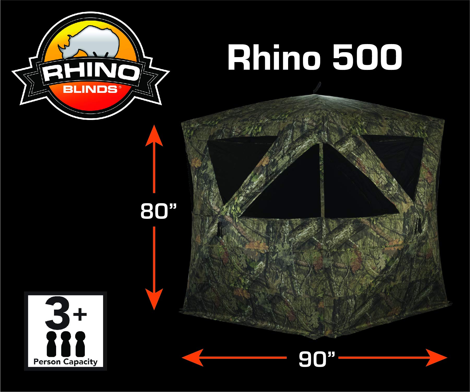 R500-RTE Rhino Blinds 3-4 Person Hunting Ground Blind, Realtree Edge