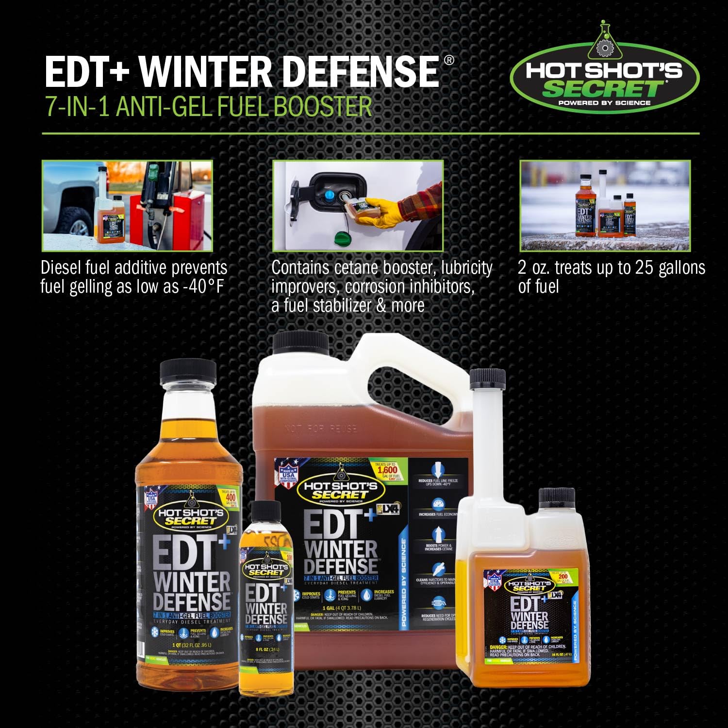 Winter Defense, Hot Shot's Secret EDT+ 7-in-1 Anti-Gel Diesel Fuel Additive