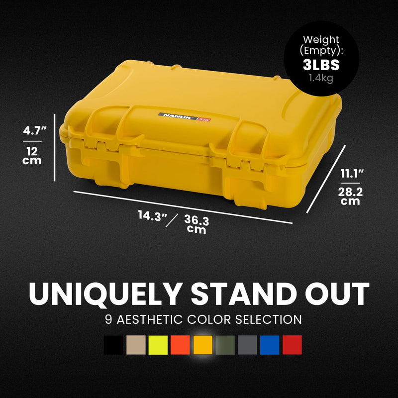 Waterproof Nanuk 910 Hard Case Empty - Yellow