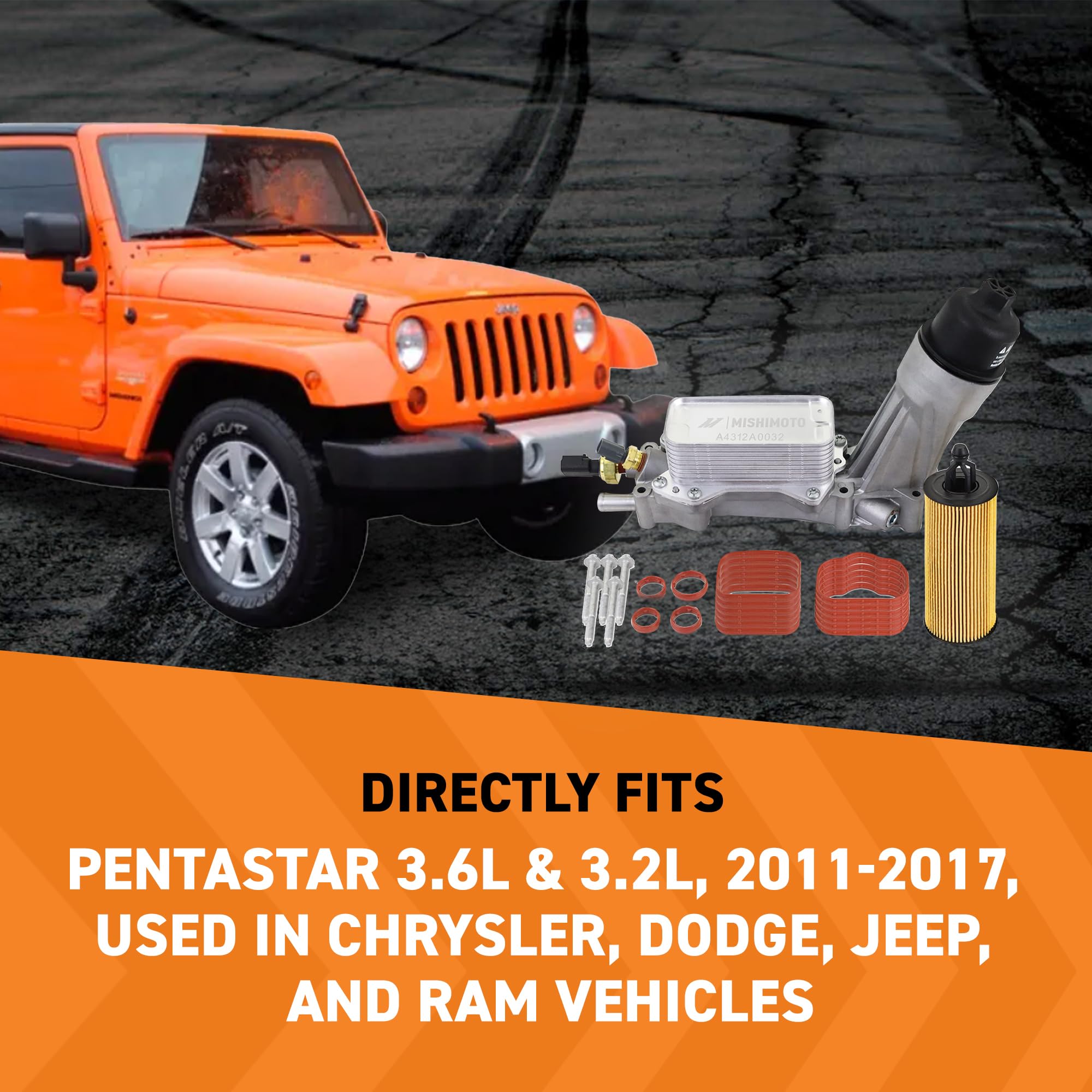 Mishimoto Oil Filter Housing Kit, Aluminum Compatible with Pentastar 3.6L & 3.2L, 2011-2017