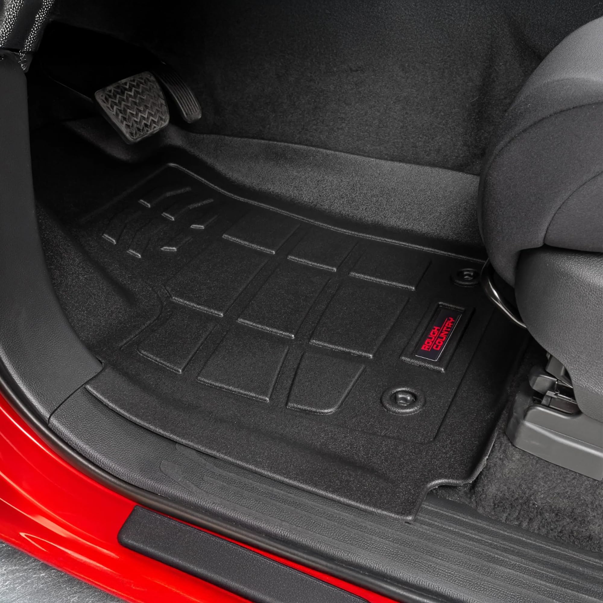 Sure-Fit Rough Country All Weather Floor Mats for Toyota Tacoma Double Cab (2024-2025) - Non-Slip, Waterproof Flexible Floor Mat, Front & Rear Set