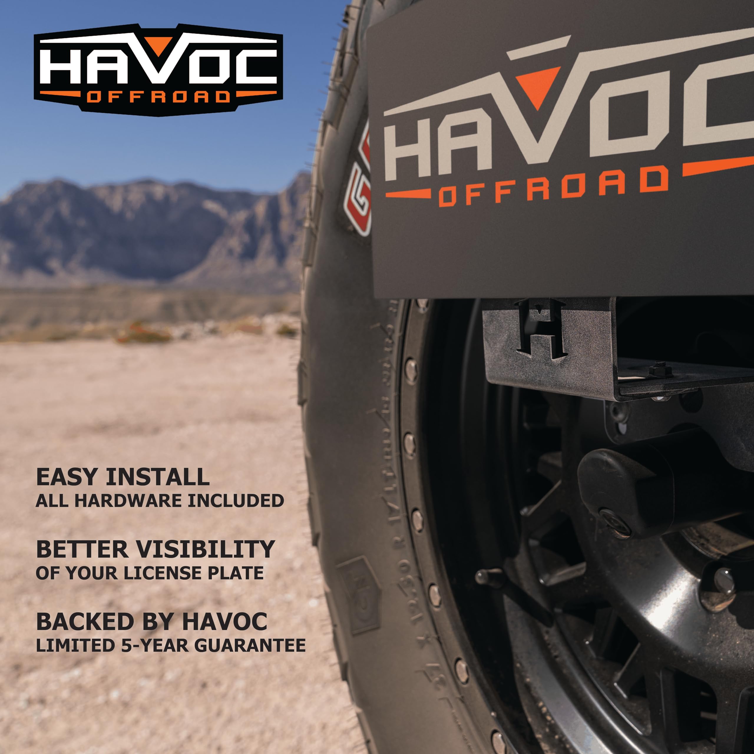 License Plate Relocation HAVOC OFFROAD for Ford Bronco | Adjustable, Steel, Black | HFB-05-001 | 2021-2025 Ford Bronco