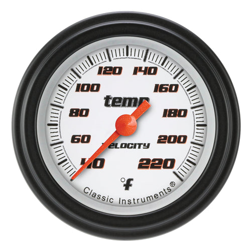Velocity White Classic Instruments 2 1/8 in Stock Eliminator Temperature Gauge VS129WBLF