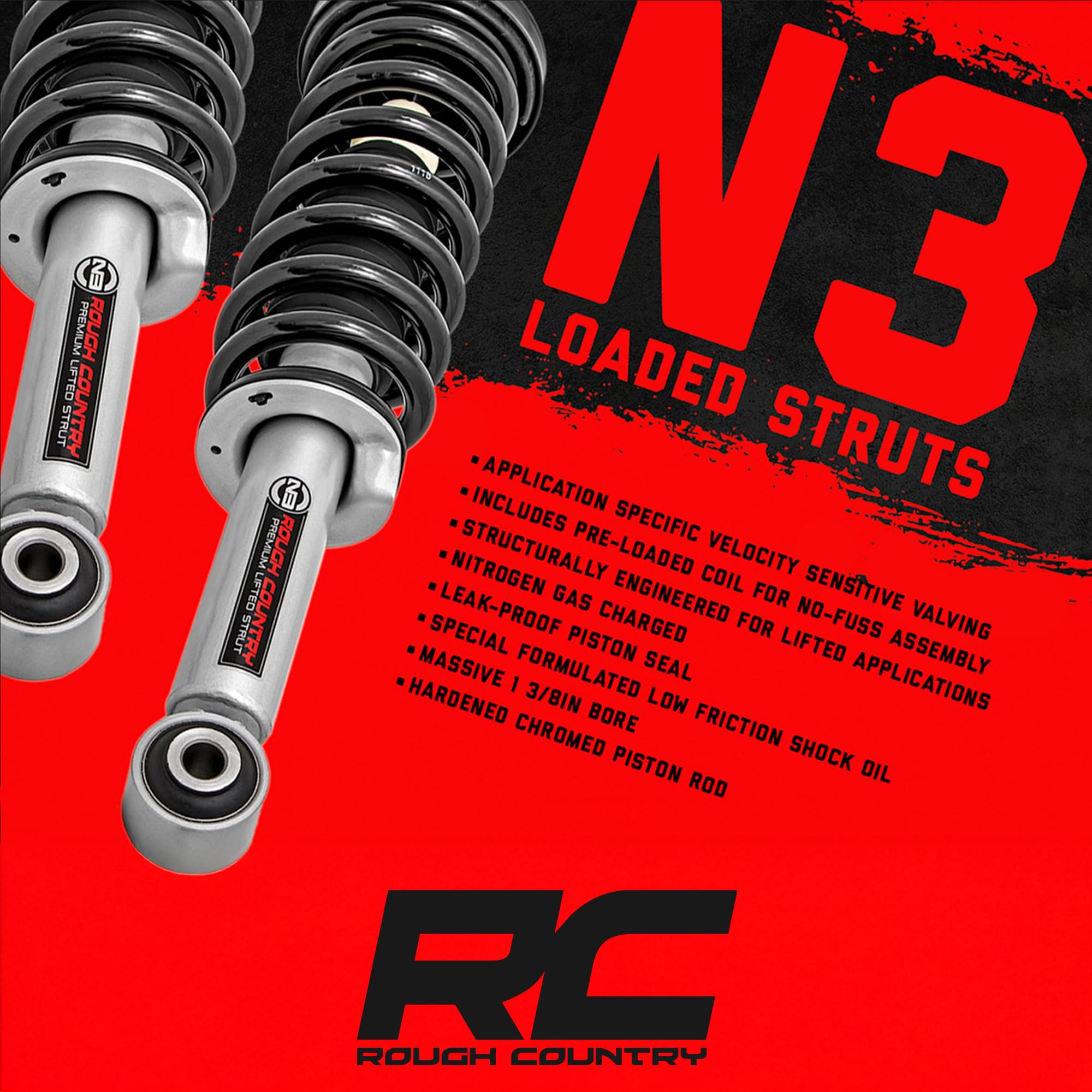 5" Rough Country Loaded N3 Lifted Struts for 2007-2013 Chevy/GMC 1500-501031