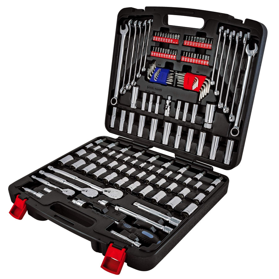 Powerbuilt 642453 Mechanics Tool 152 Piece 1/4-inch, 3/8-inch, and 1/2-inch Drive- with SAE and Metric Socket Set, 72 Tooth Seal-Head Ratchet, Automotive Tool Kit, including Case