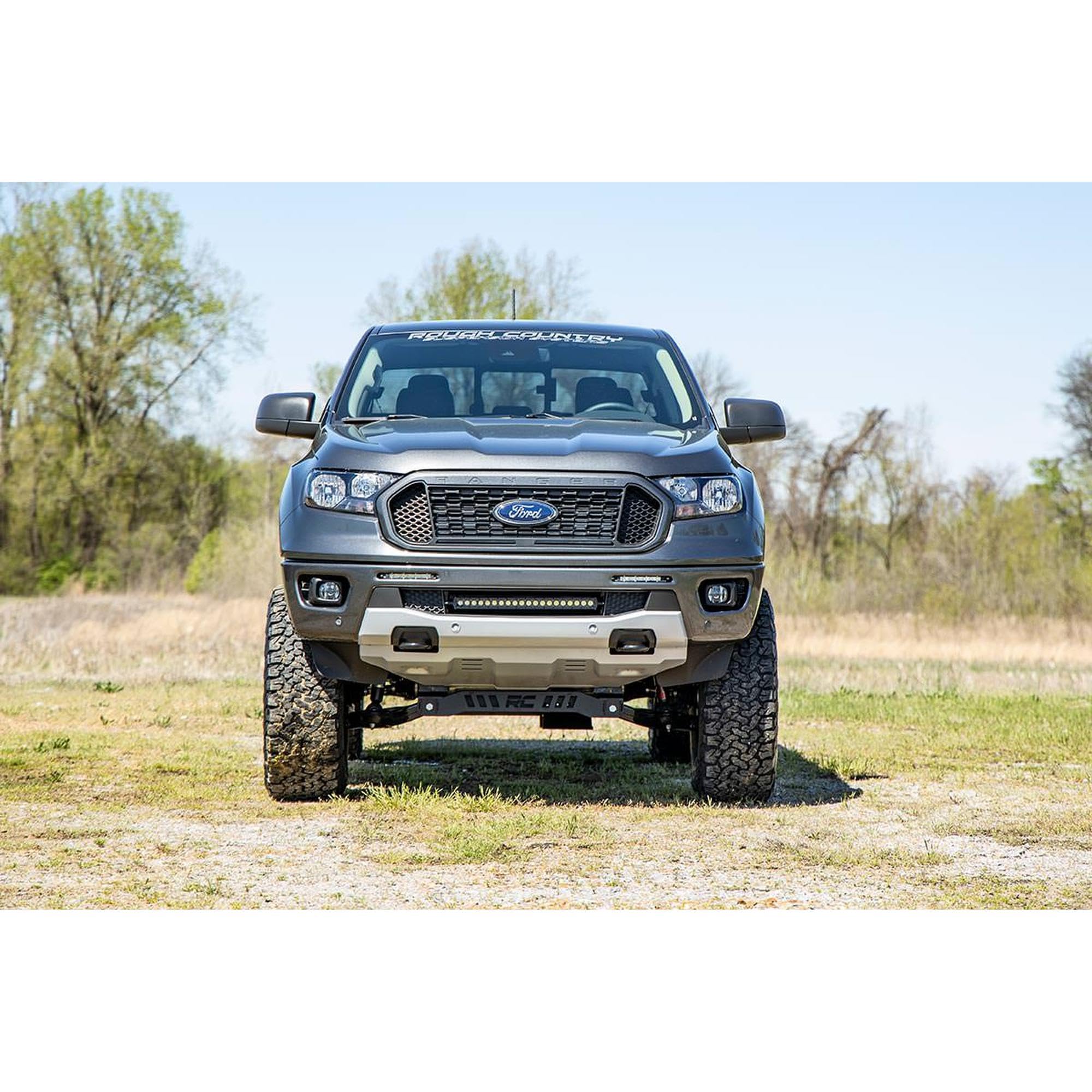20" Rough Country LED Light Bar Kit for Ford Ranger (2019-2023) - Bumper Mount, 105W Spectrum Series, 9,450 Lumens, Combo Spot & Flood Beam
