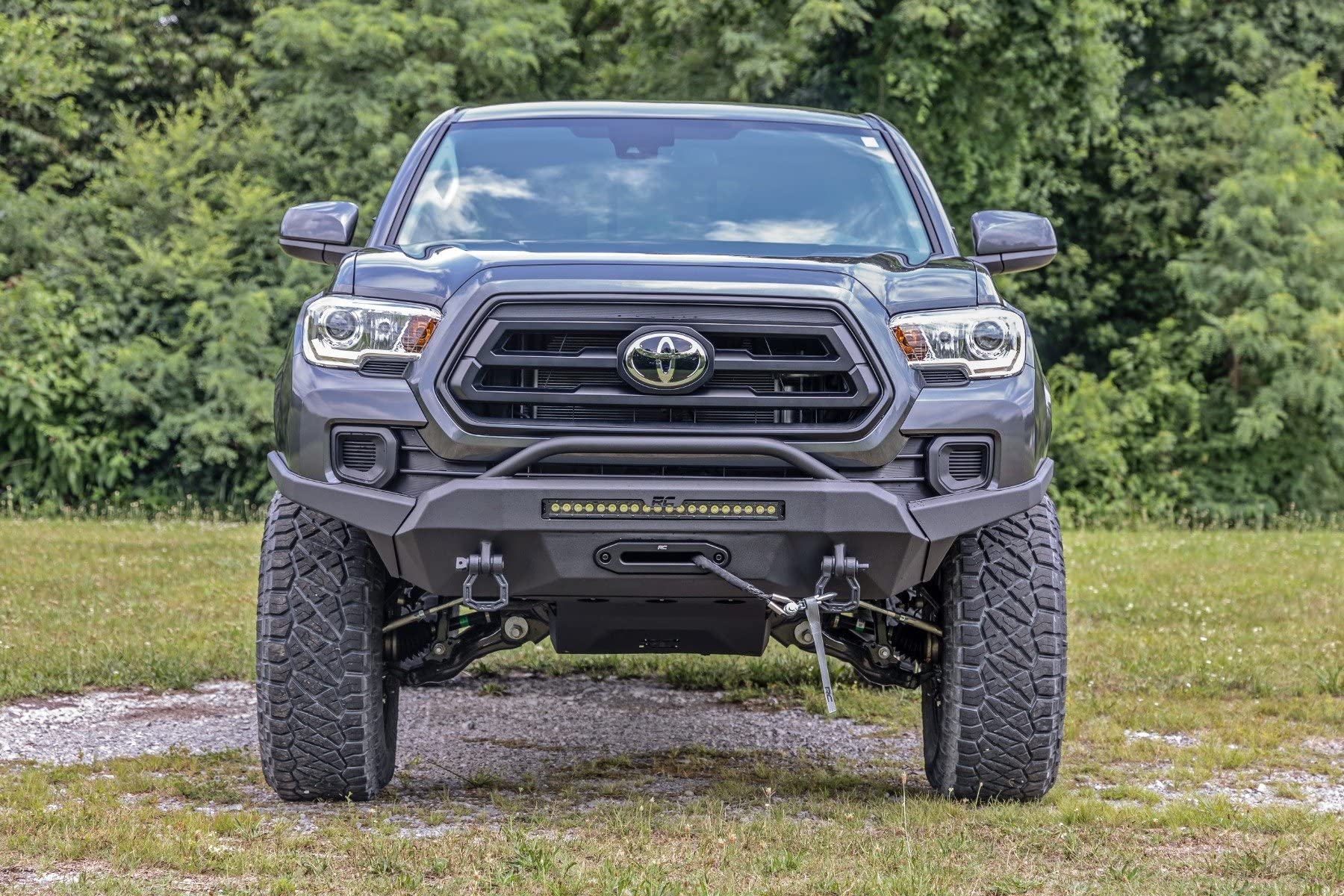 Rough Country High Clearance LED Front Bumper w/9500s for 16-22 Tacoma - 10728