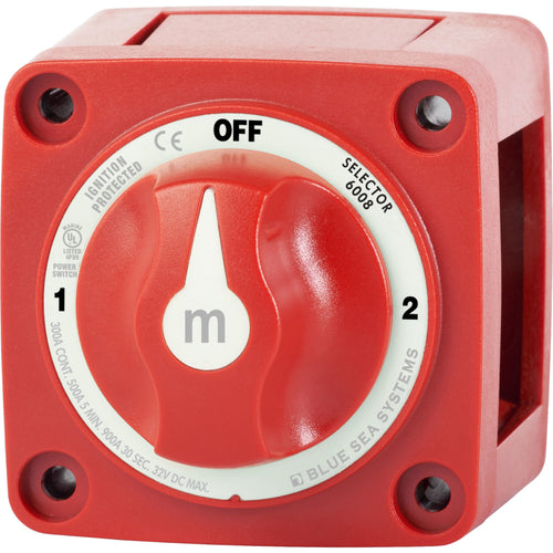 Mini Battery Switch Blue Sea Systems 6008 m-Series Series 3 Position Selector, Red