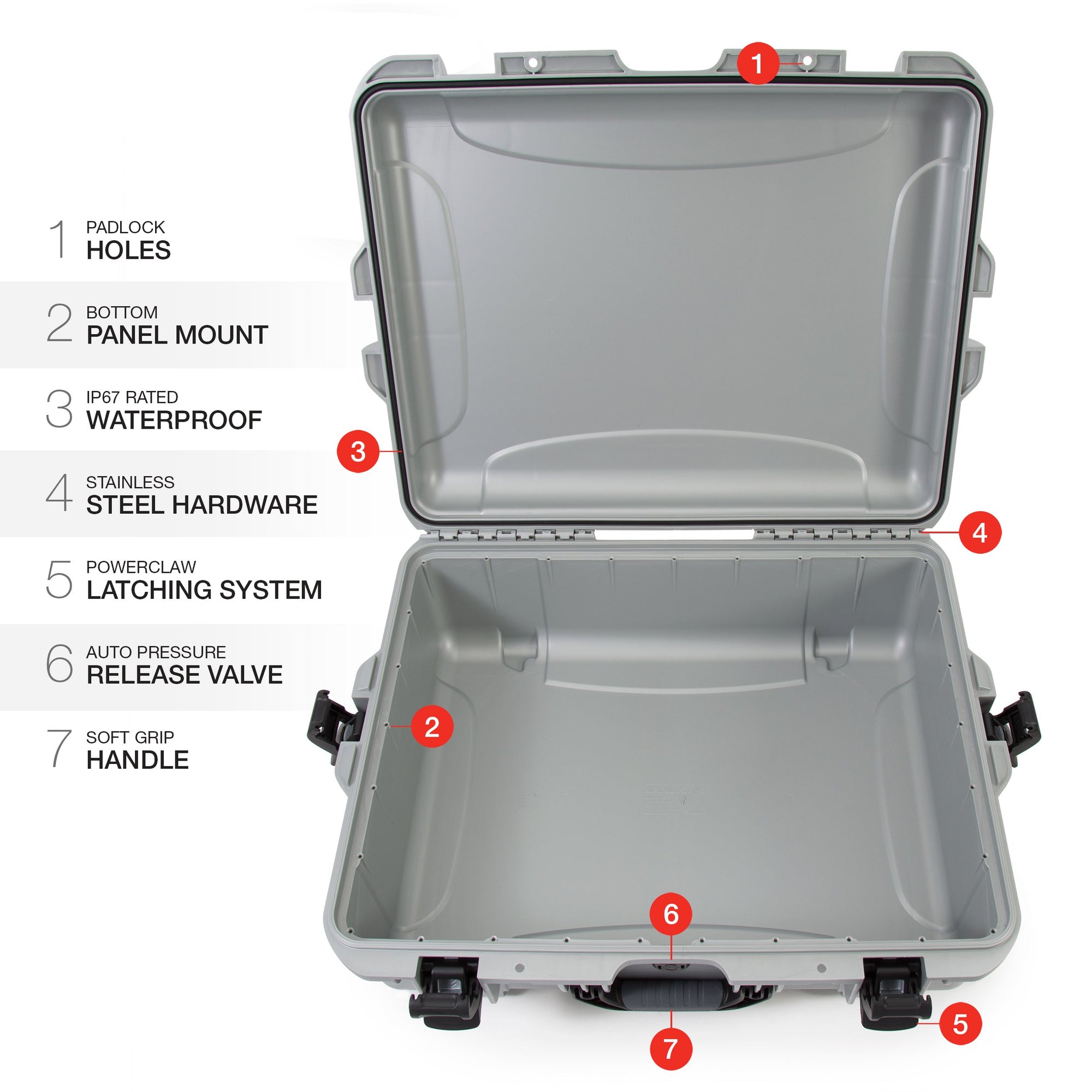 Waterproof Nanuk 945 Hard Case with Padded Dividers - Silver