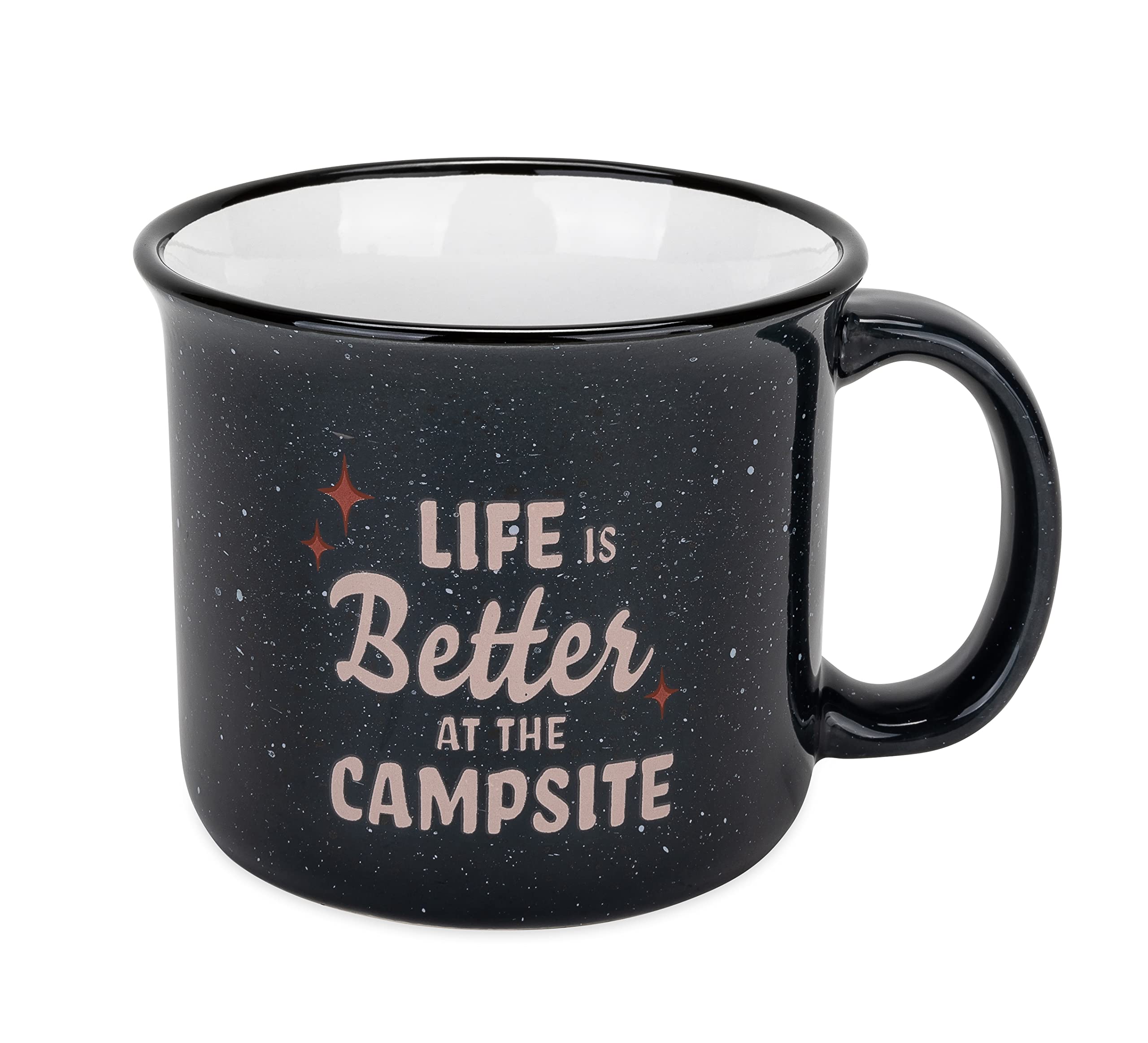 Ceramic Coffee Mug Camco Life is Better at The Campsite - Microwave and Dishwasher Safe - Features Speckled Blue Background with Life is Better at the Campsite Design - Coffee Cup Holds 14oz. (53473)