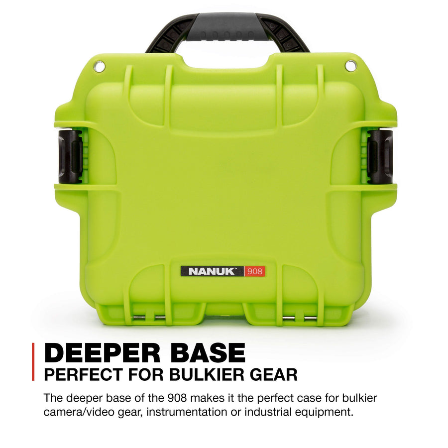 Lime Nanuk 908 Waterproof Hard Case with Foam Insert