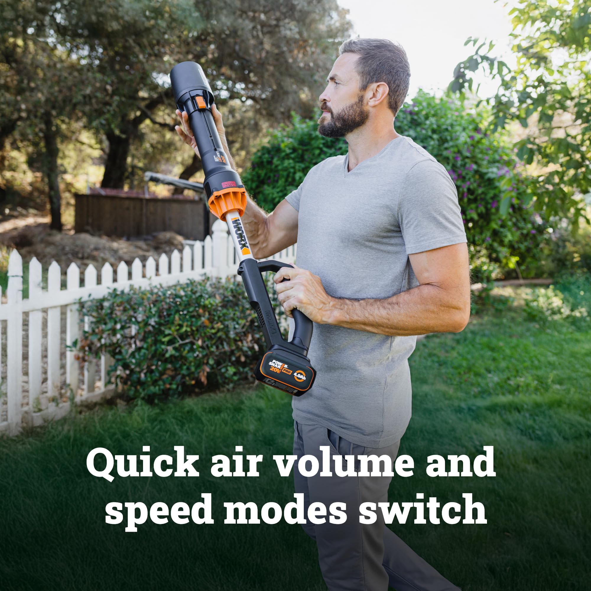 Cordless WORX Nitro Leaf Blower, Electric Blower with 410 CFM & 130 MPH, Blowers for Lawn Care with 3.8 Lbs, 4.0 Ah Battery & Charger Included, WG543