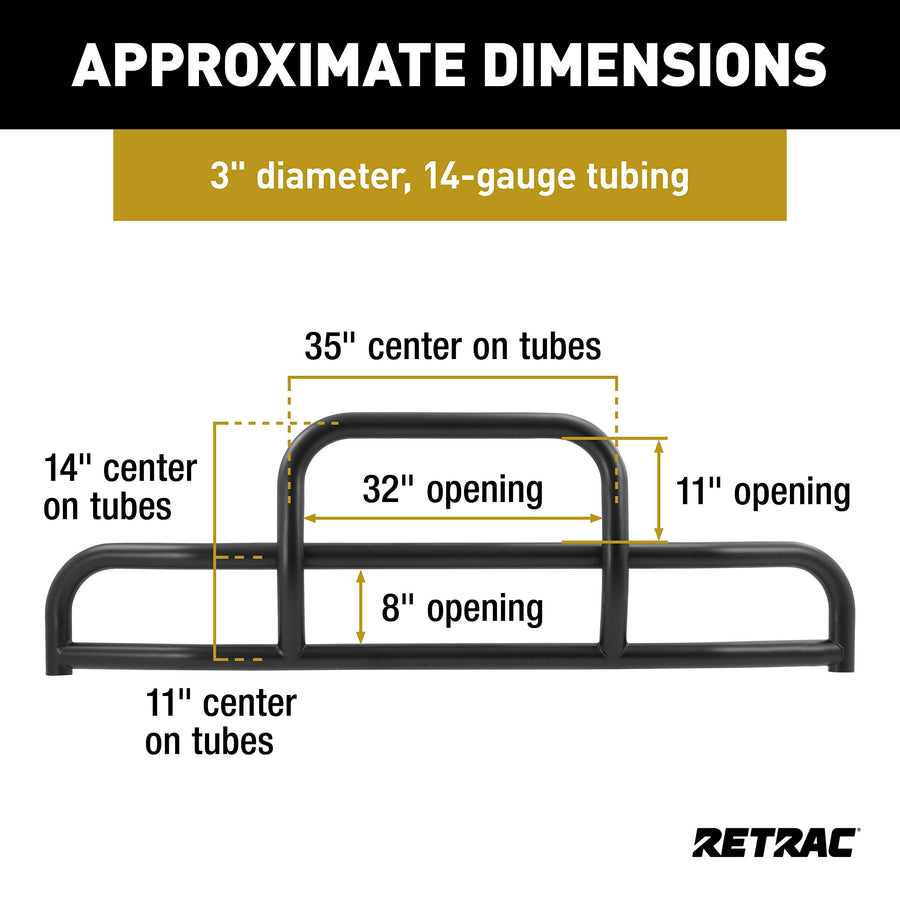Tuff Guard II Retrac 536180 Black Stainless Steel Semi Truck Bumper Guard, Select Volvo VNL, VNR