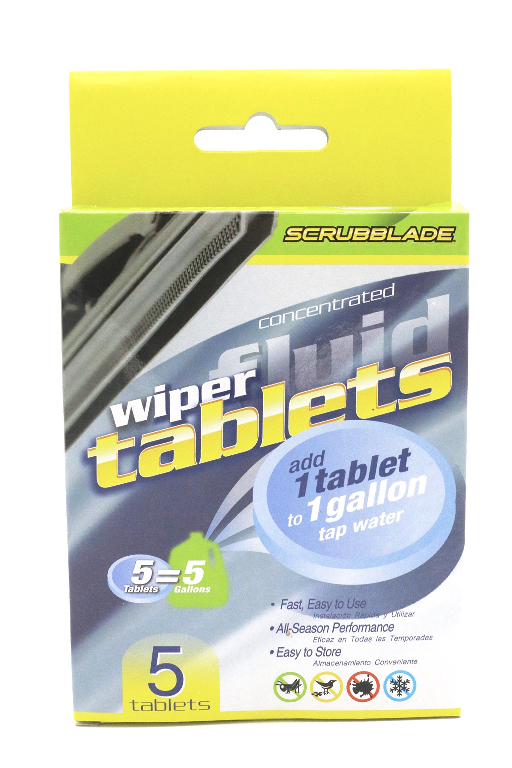 Windshield Wiper Fluid Tablets Scrubblade, Instant Car Windshield Cleaner, Window Glass Cleaner, 5-Pack