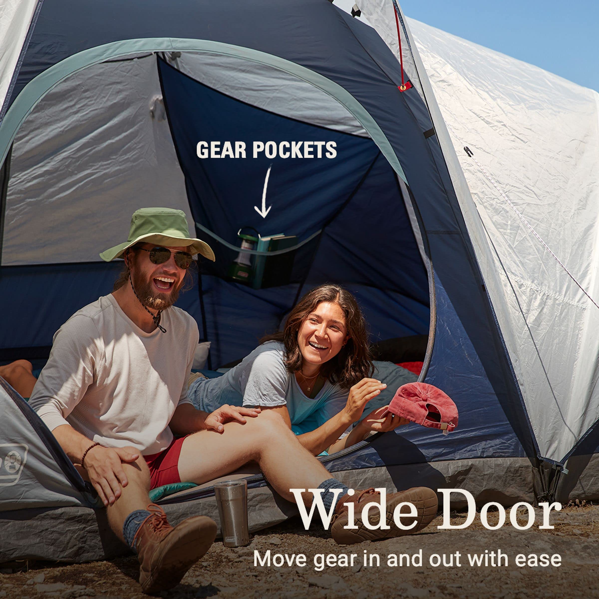 Coleman Camping Tent Skydome with LED Lights Weatherproof 4/8 Person Family Tent Includes Pre-Attached Poles Rainfly Carry Bag Ventilation and LED Lighting System Sets Up in 5 Minutes
