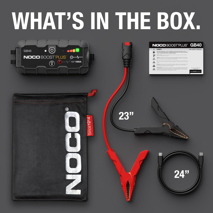 1000A NOCO Boost GB40: UltraSafe Jump Starter – 12V Lithium Battery Booster Pack, Portable Jump Box, Power Bank & Jumper Cables - for 6.0L Gas and 3.0L Diesel Engines
