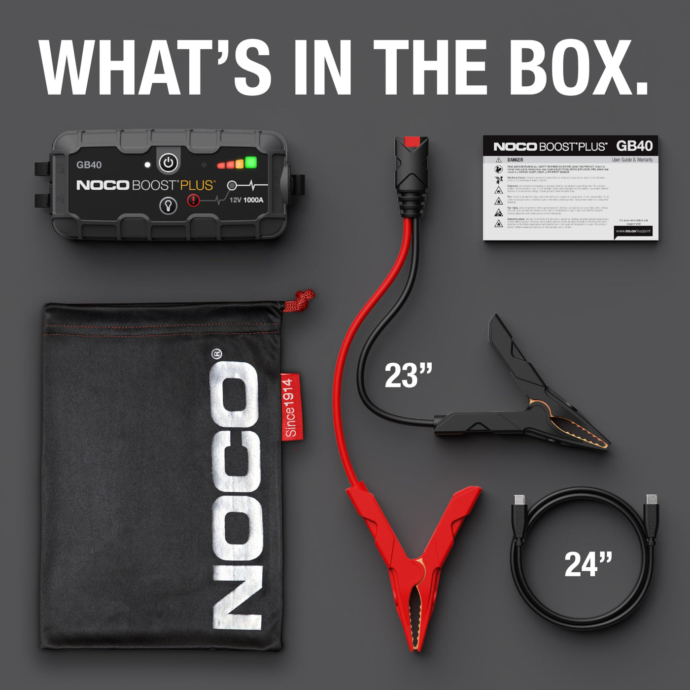 1000A NOCO Boost GB40: UltraSafe Jump Starter – 12V Lithium Battery Booster Pack, Portable Jump Box, Power Bank & Jumper Cables - for 6.0L Gas and 3.0L Diesel Engines