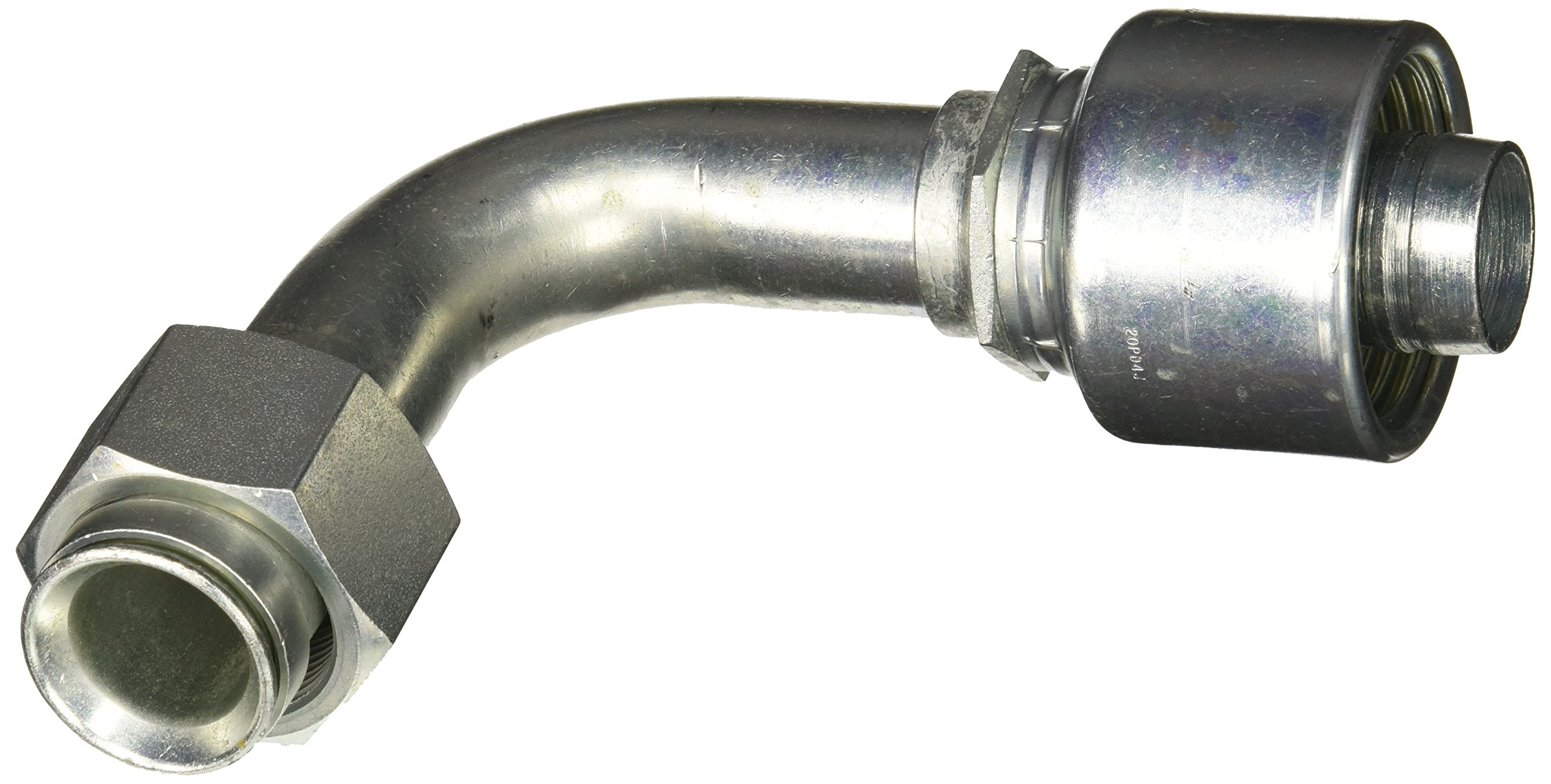 MegaCrimp Gates 20G-20FJX90L Couplings, Female JIC 37 Flare Swivel, Zinc Plated Carbon Steel, 6.22", 1 1/4" ID